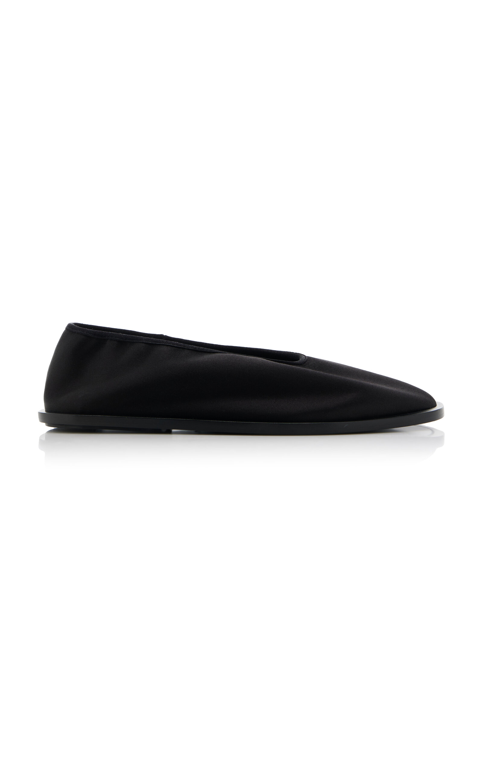 Proenza Schouler Square Satin Slipper Flats In Black