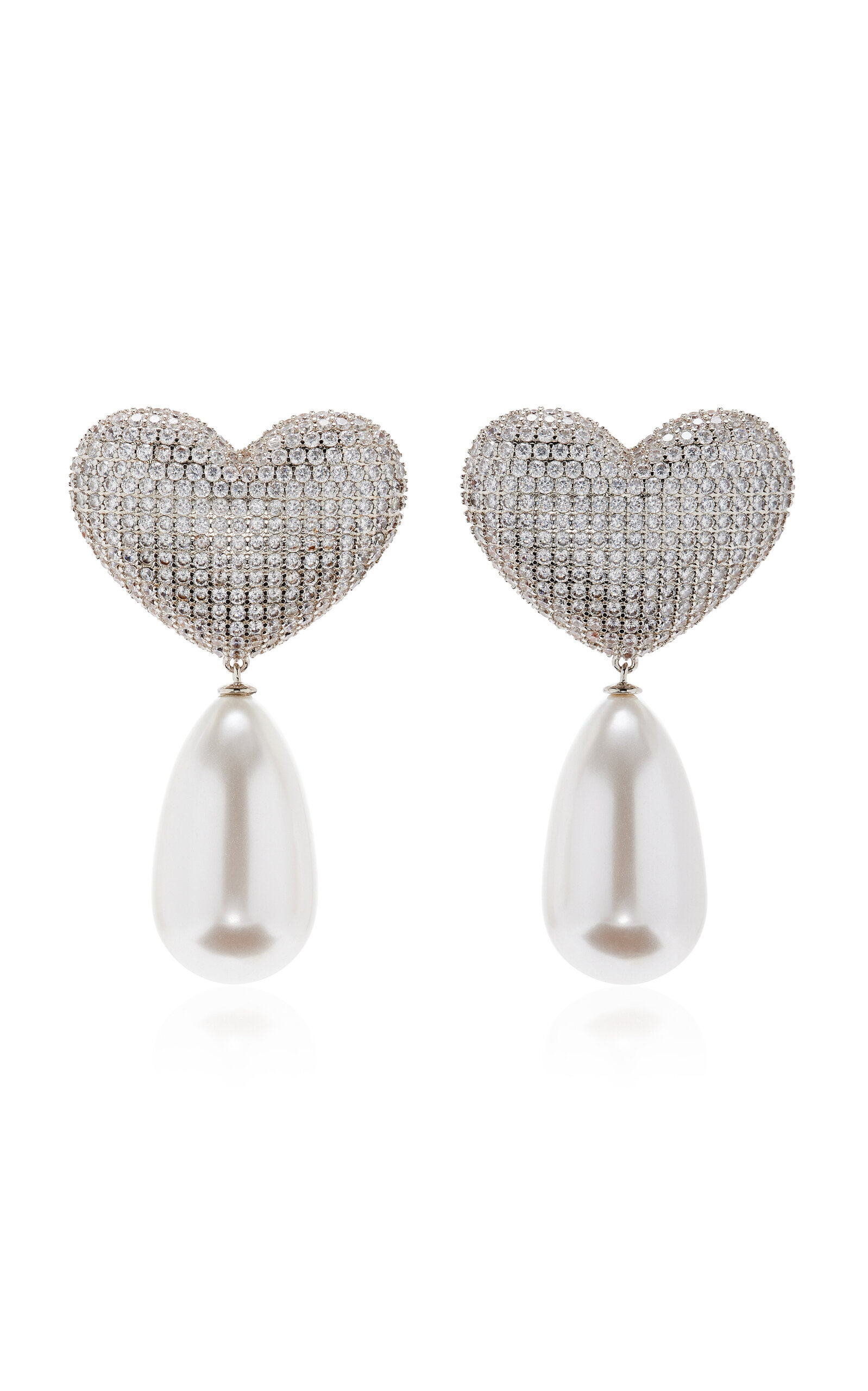 Julietta Frances Crystal; Pearl Heart Earrings In White