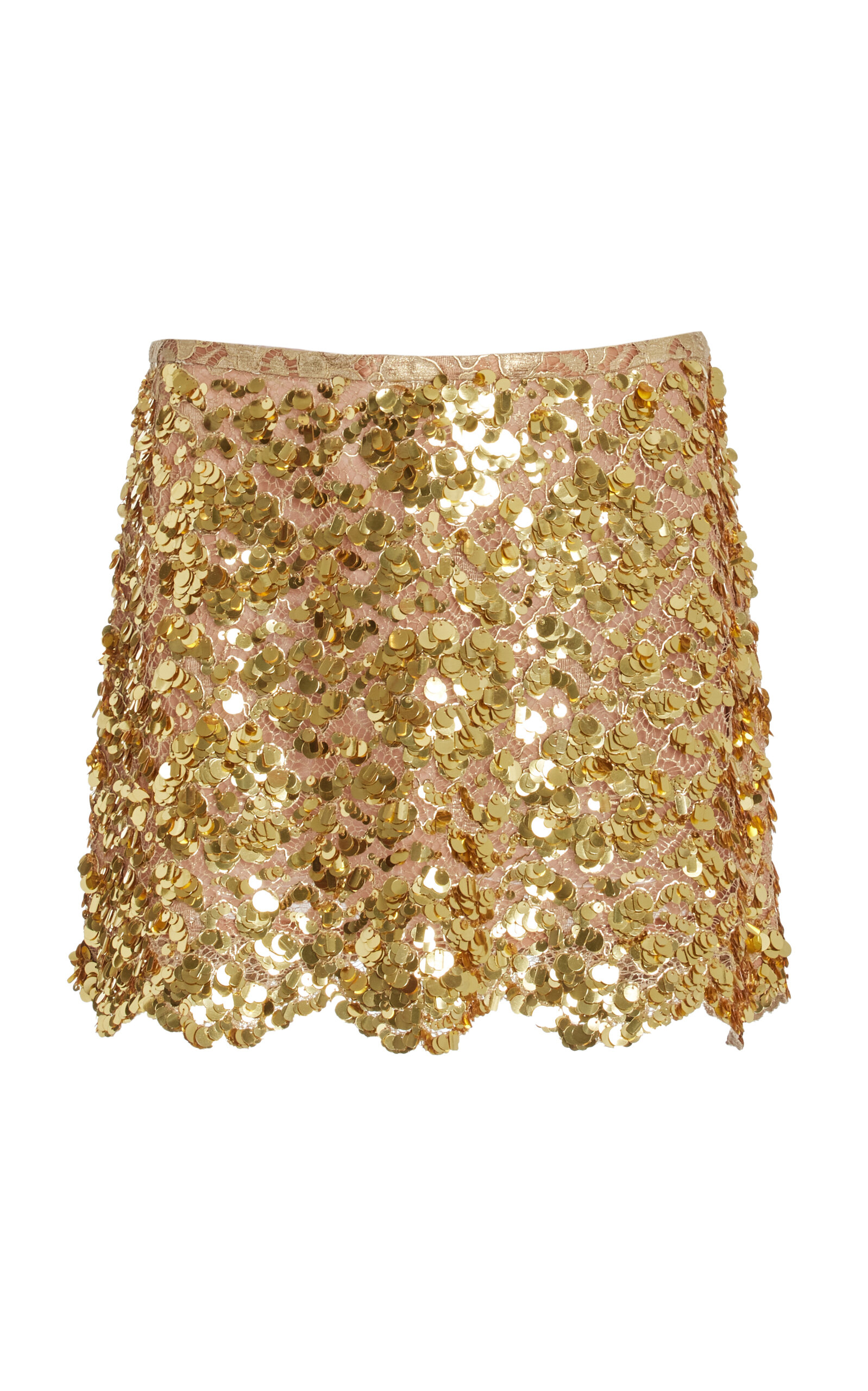 Shop Michael Kors Sequined Lace Mini Skirt In Gold