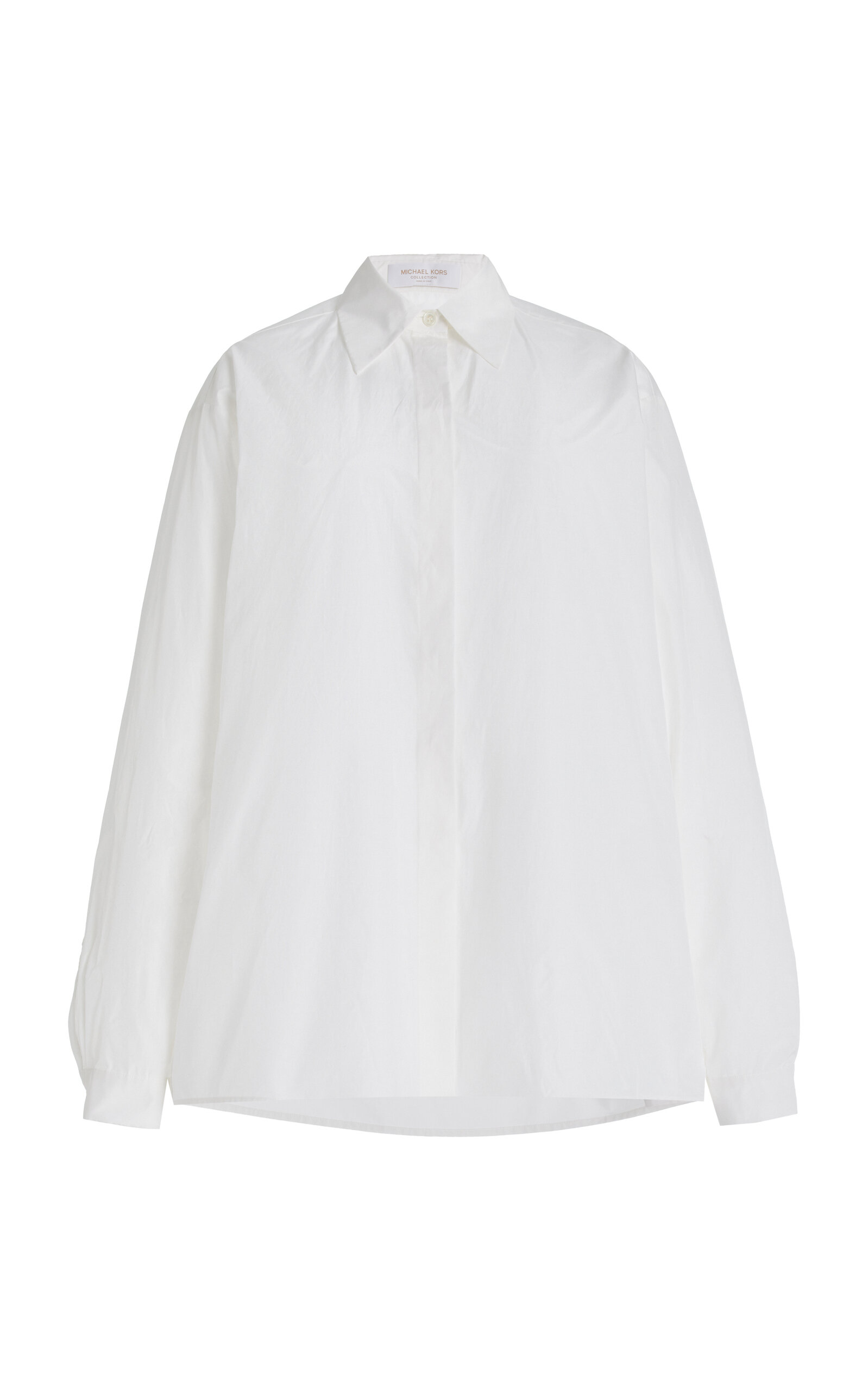 Shop Michael Kors Boyfriend Oversized Silk-cotton Shirt In White