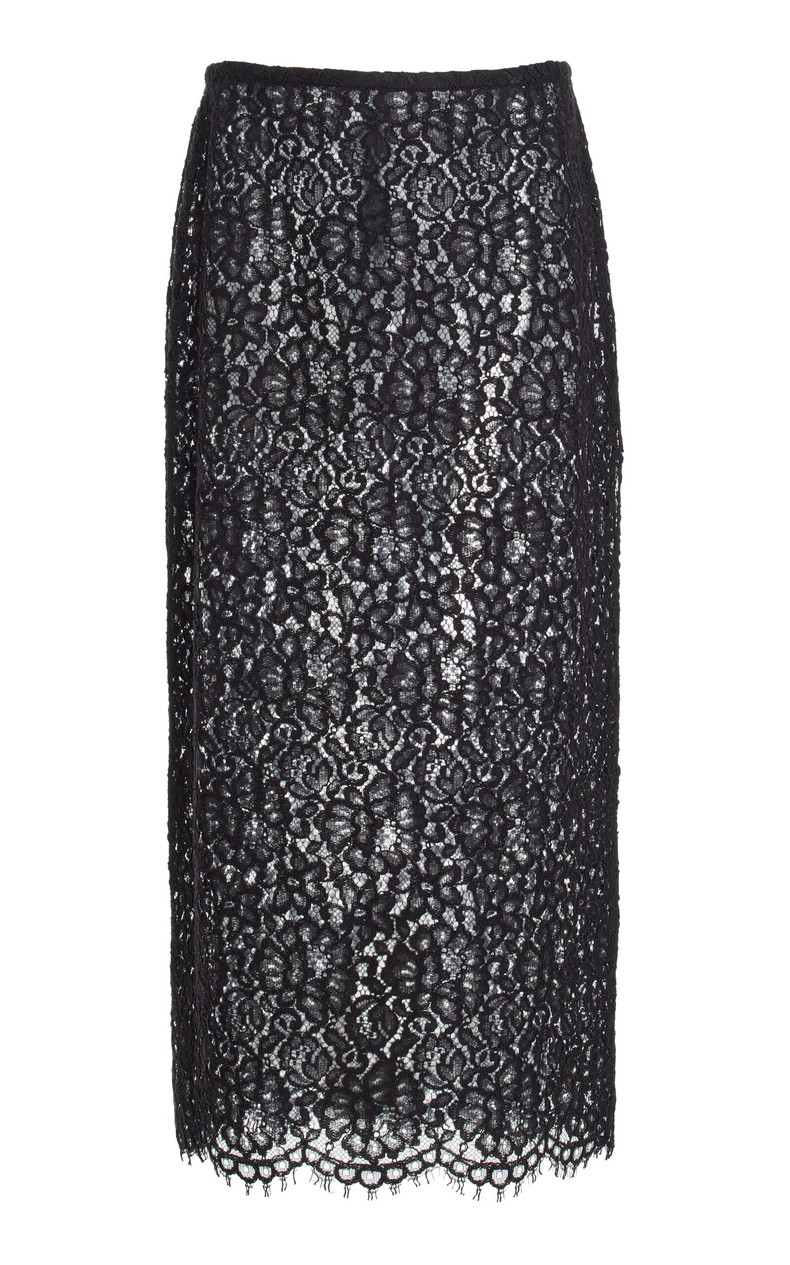 Michael Kors Lace Midi Skirt In Black