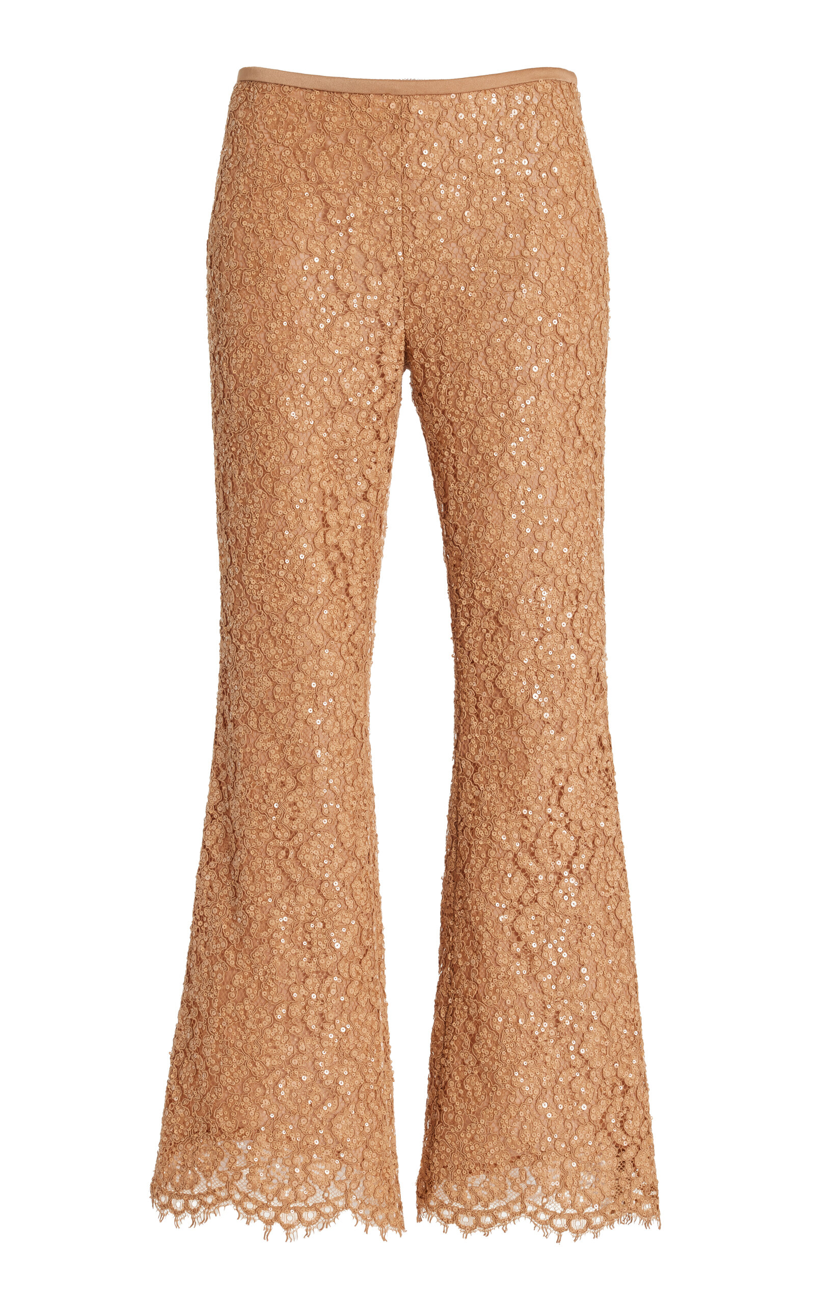 Michael Kors Sequined Flared Lace Pants In Neutral