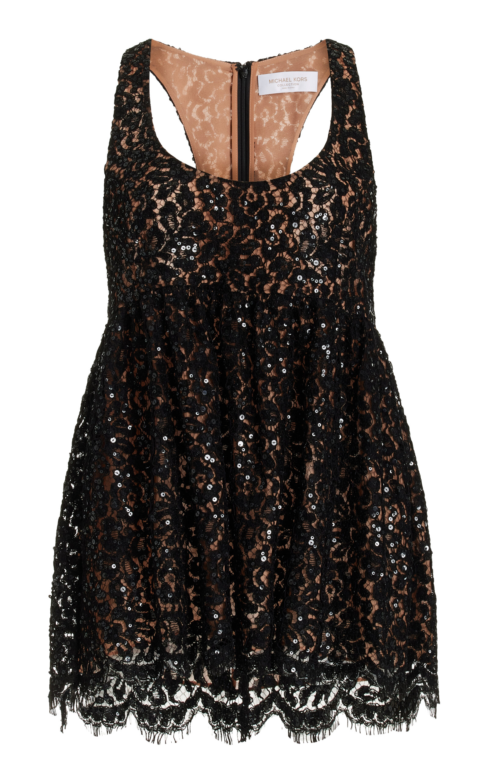Michael Kors Sequined Lace Tank Top In Black