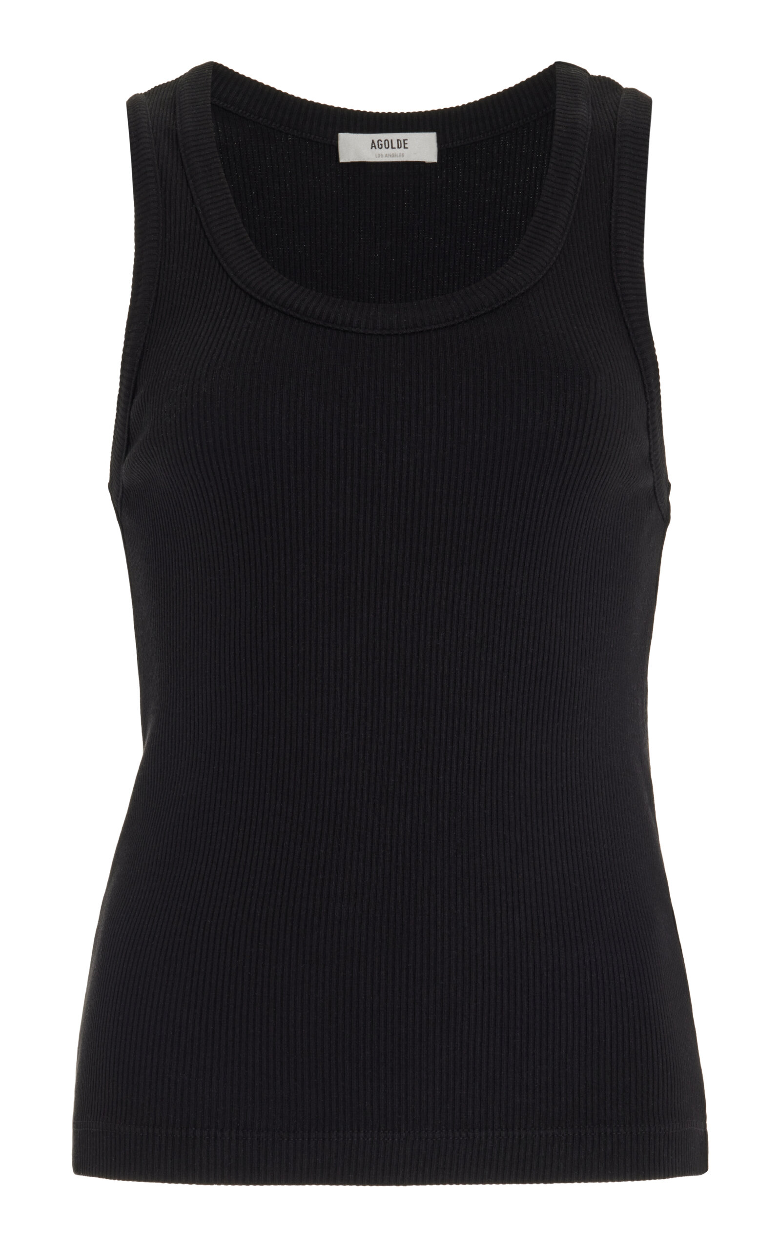 Agolde Poppy Ribbed Tank Top In Black