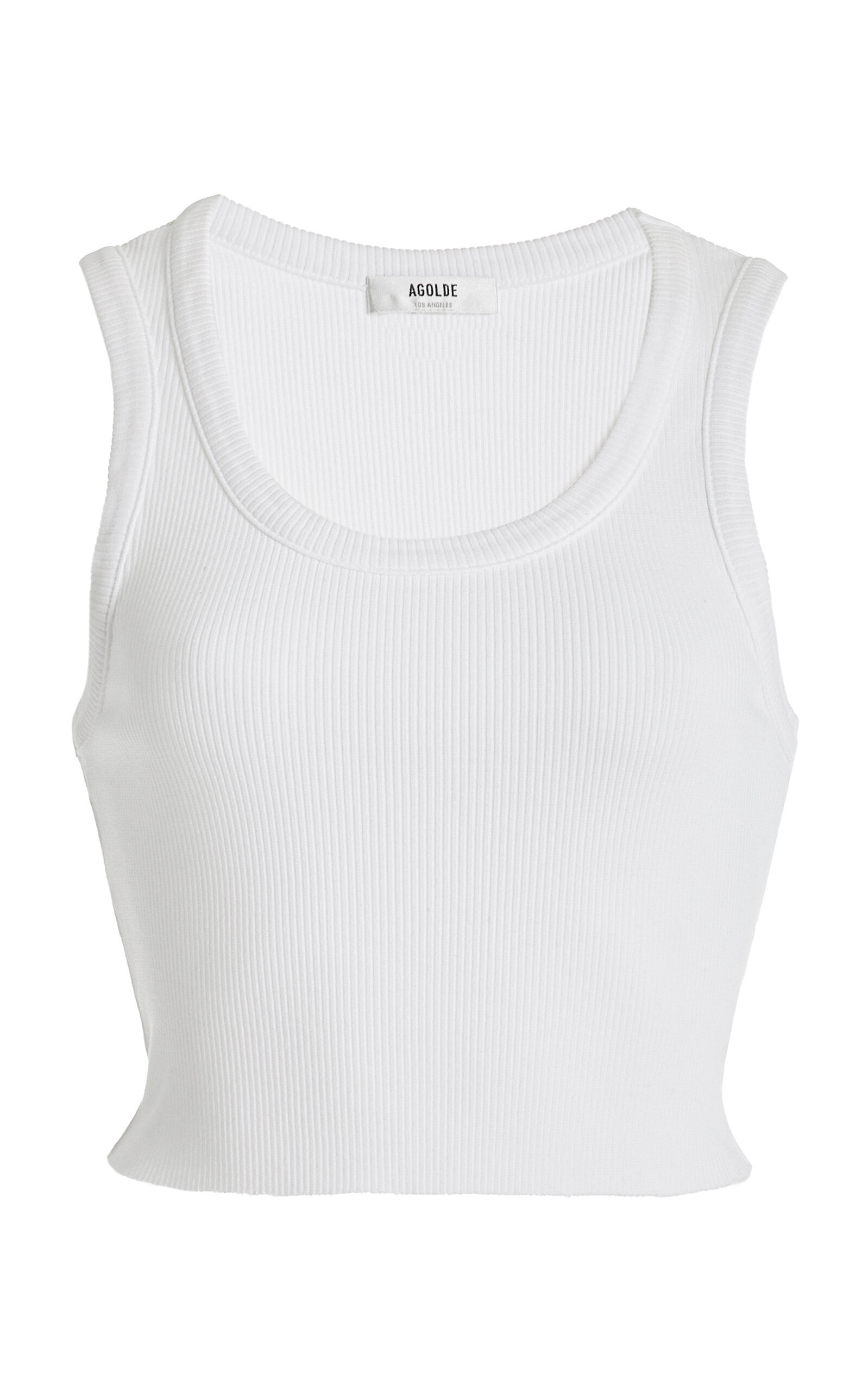 Shop Agolde Poppy Cotton-blend Cropped Tank Top In White