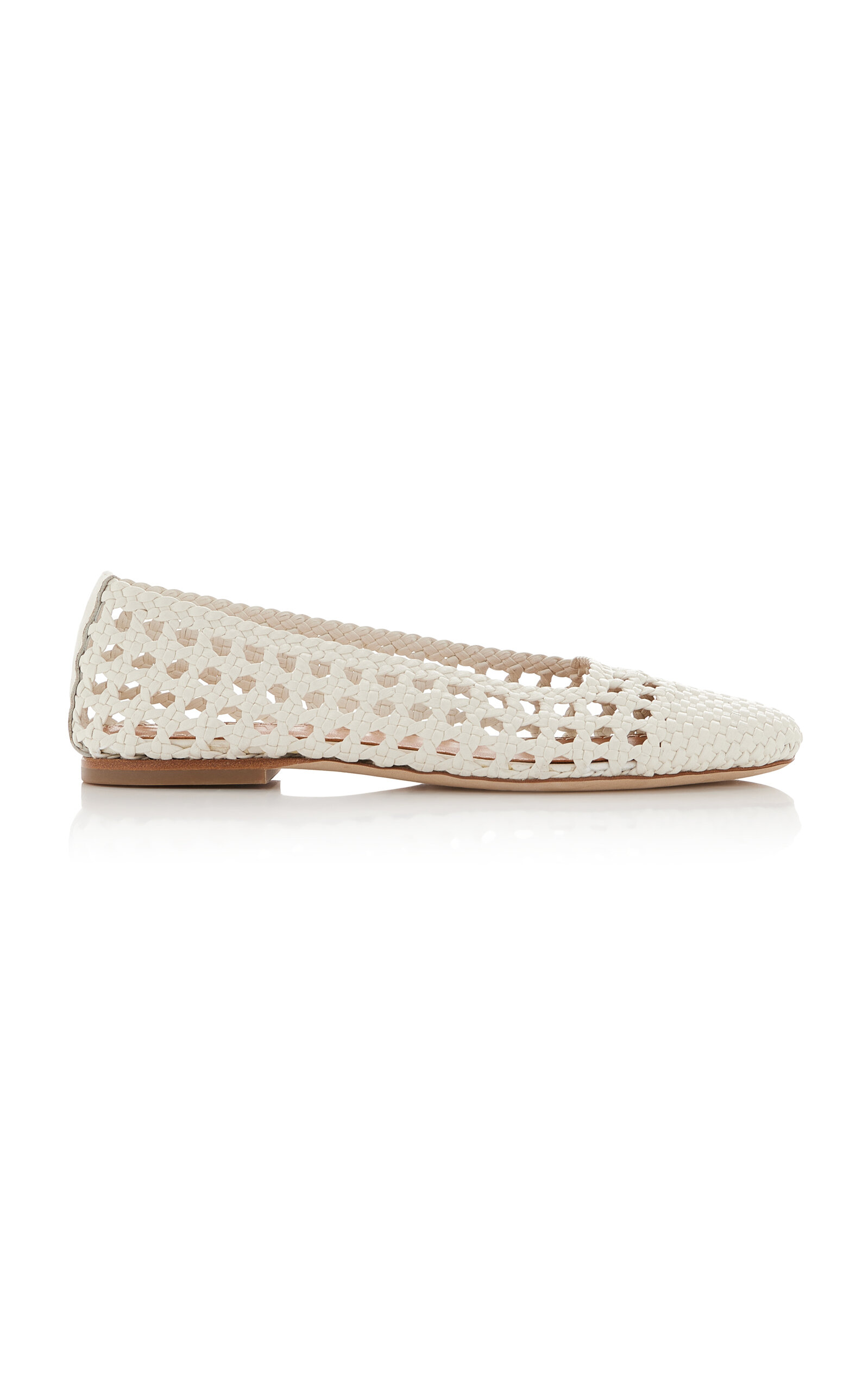 Shop Staud Nell Crocheted Leather Flats In White