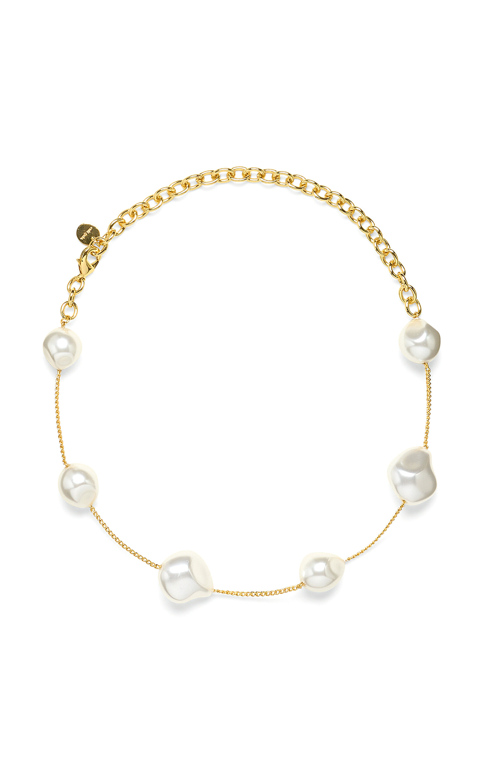 Shop Cult Gaia Andie Beaded Gold-tone Necklace In White