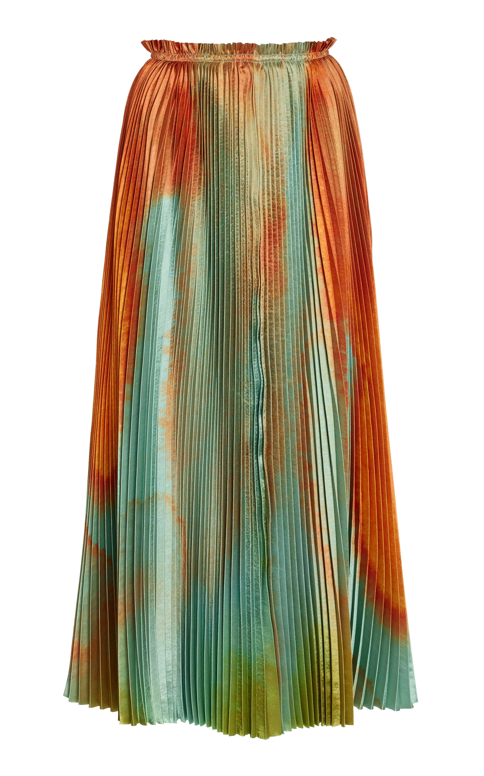 Ulla Johnson Giada Pleated Midi Skirt In Orange