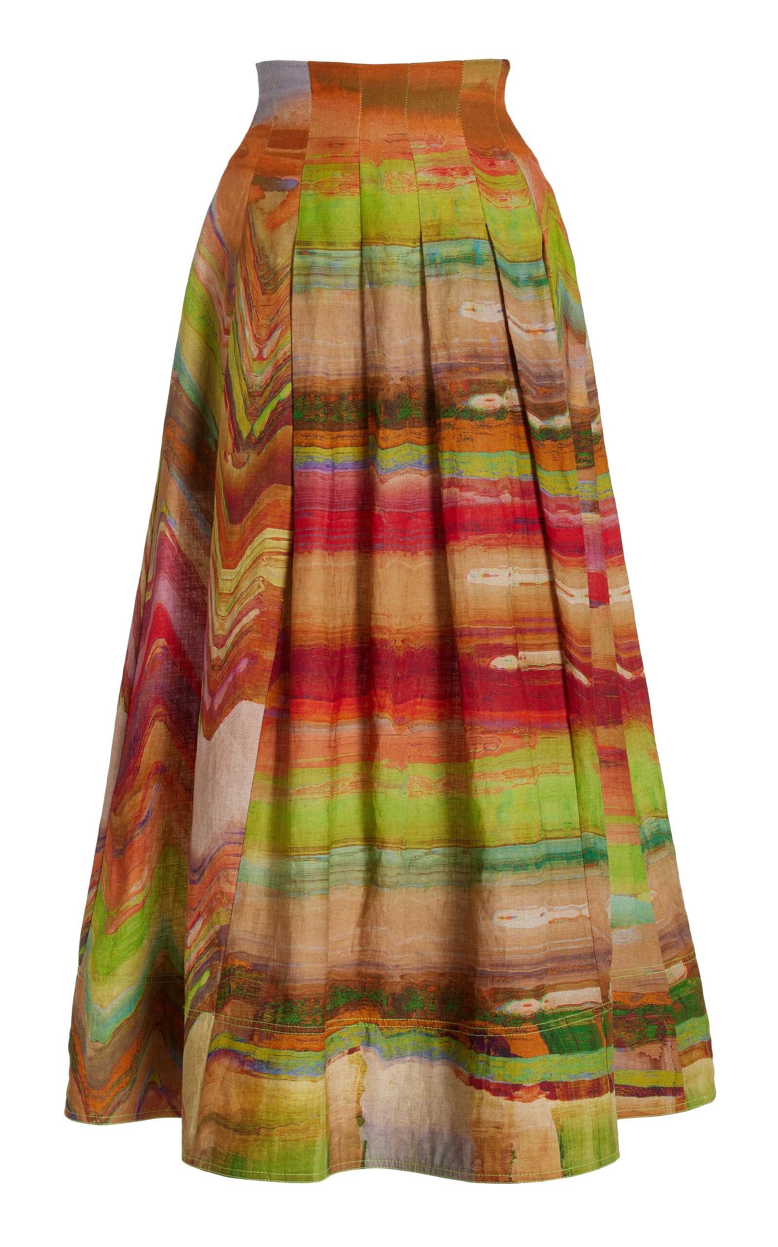 Ulla Johnson Alessandra Pleated Midi Skirt In Multi