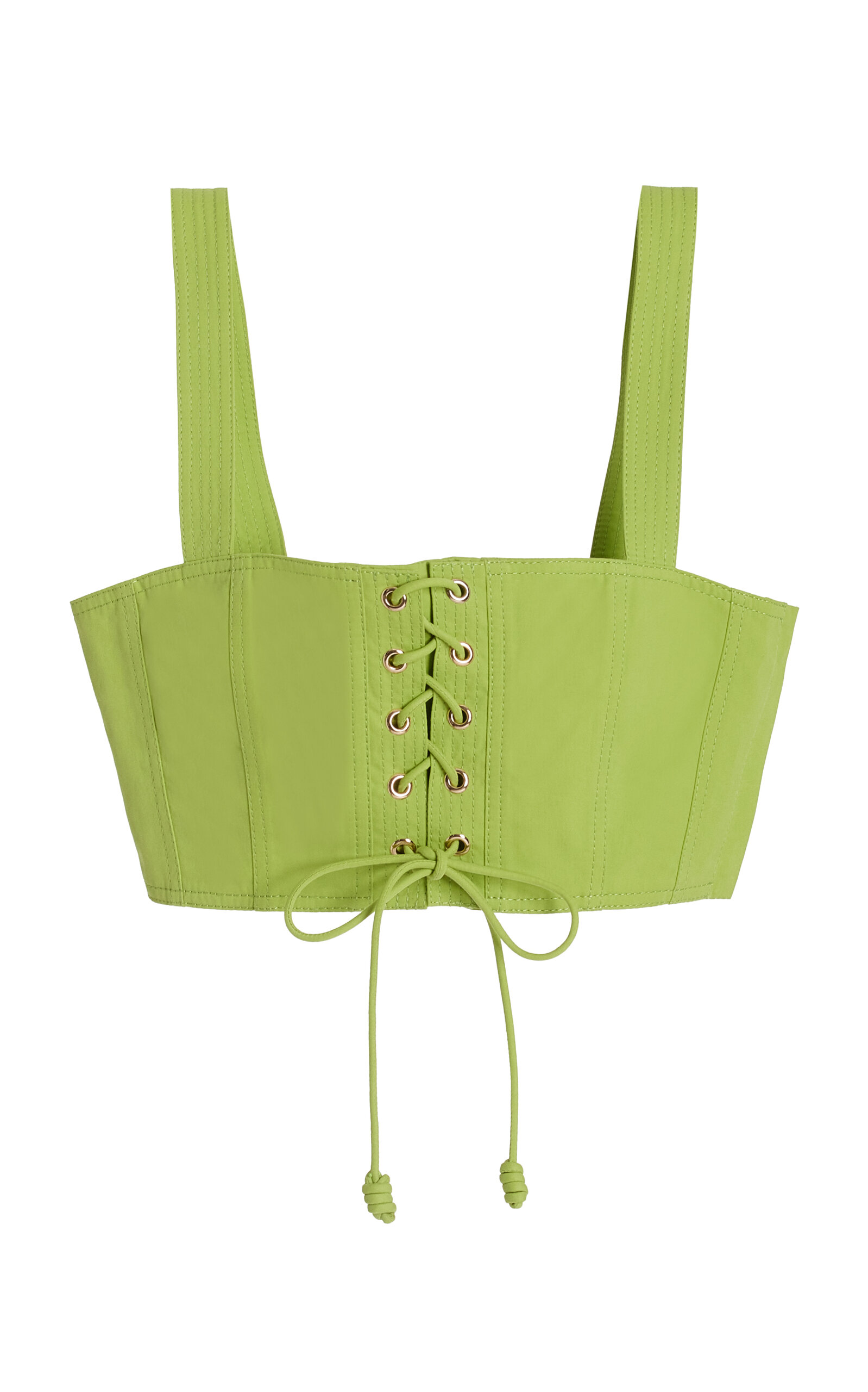 Ulla Johnson Isla Lace-up Cropped Top In Green