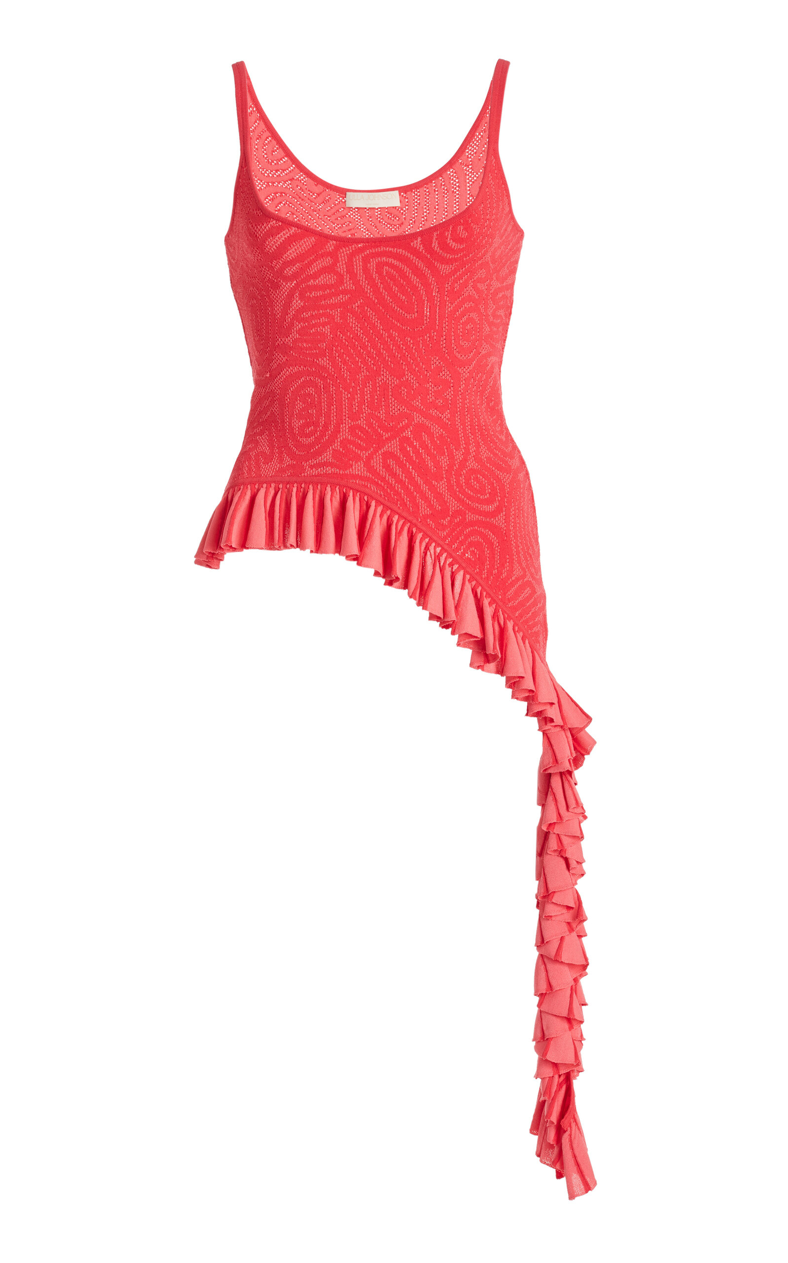 Shop Ulla Johnson Kendra Asymmetric Ruffled Knit Top In Pink