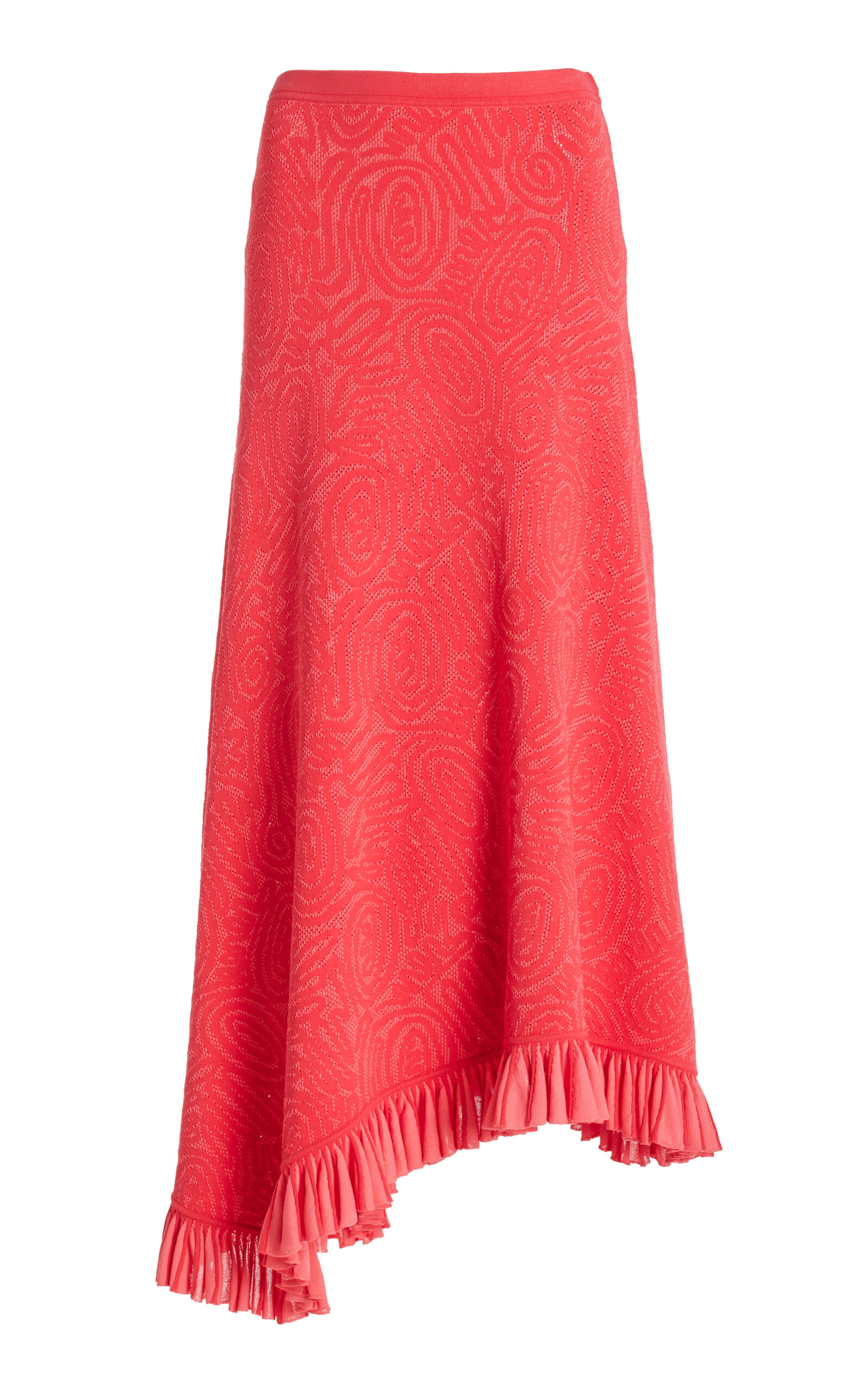 Shop Ulla Johnson Josephine Ruffled Knit Maxi Skirt In Pink