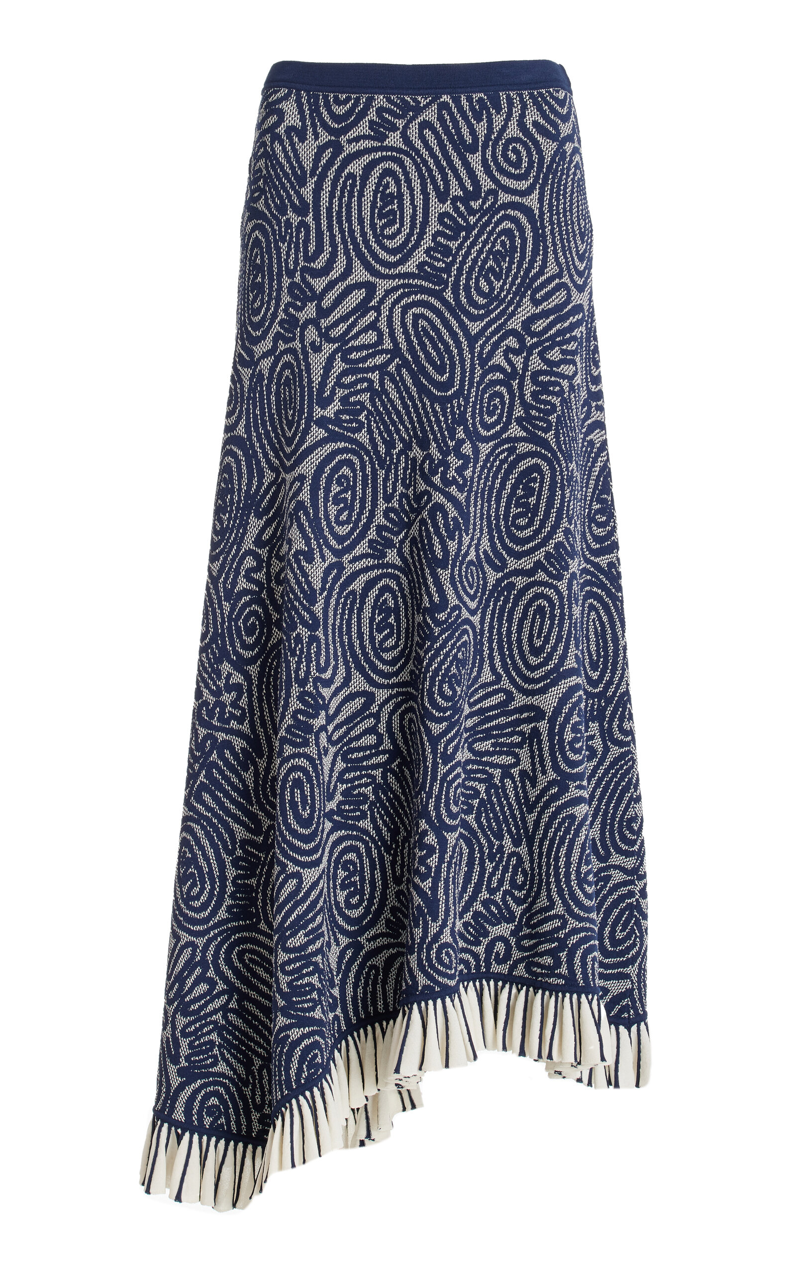 Shop Ulla Johnson Josephine Ruffled Knit Maxi Skirt In Navy