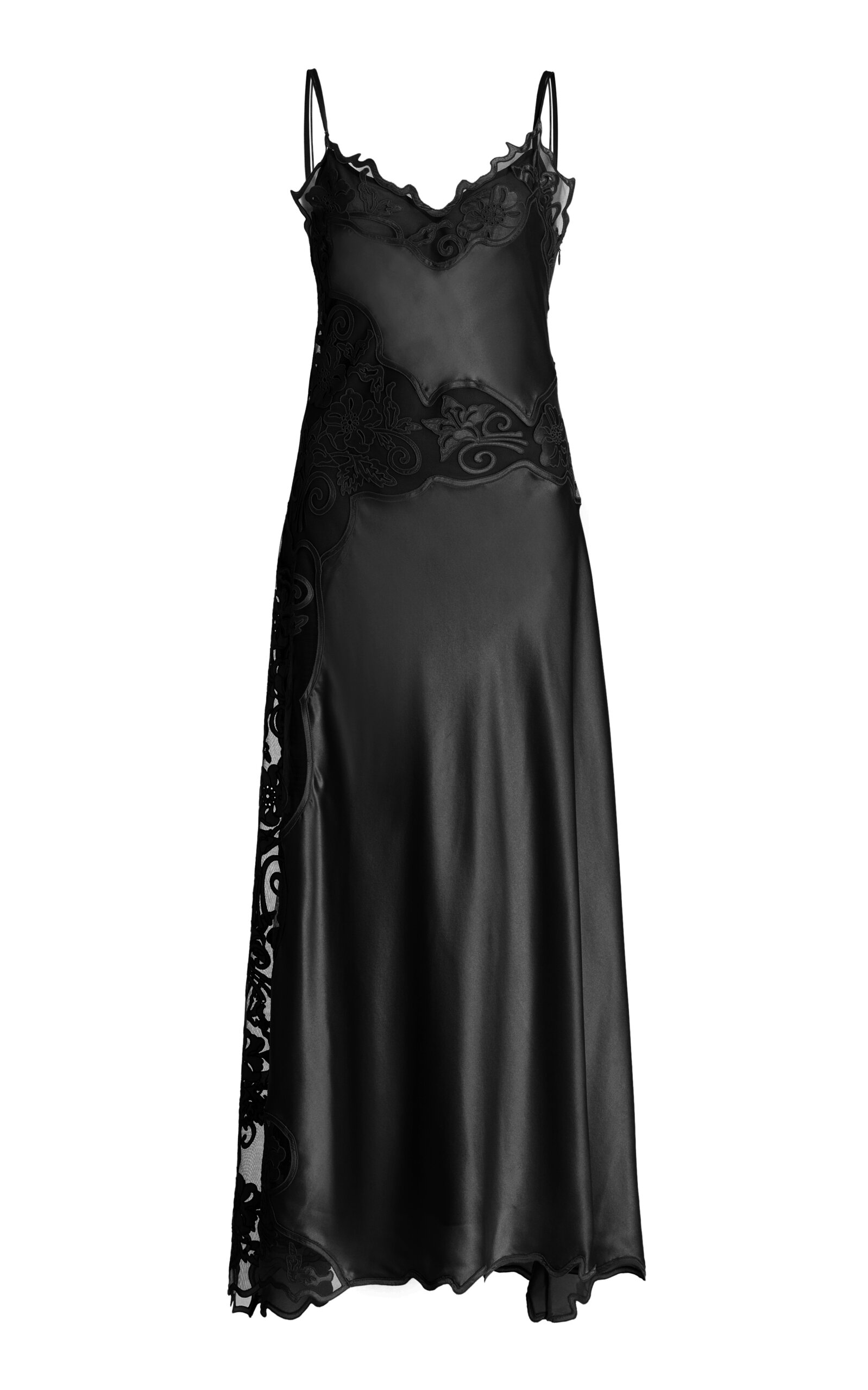 Shop Ulla Johnson Lucienne Lace-trimmed Silk Midi Dress In Black