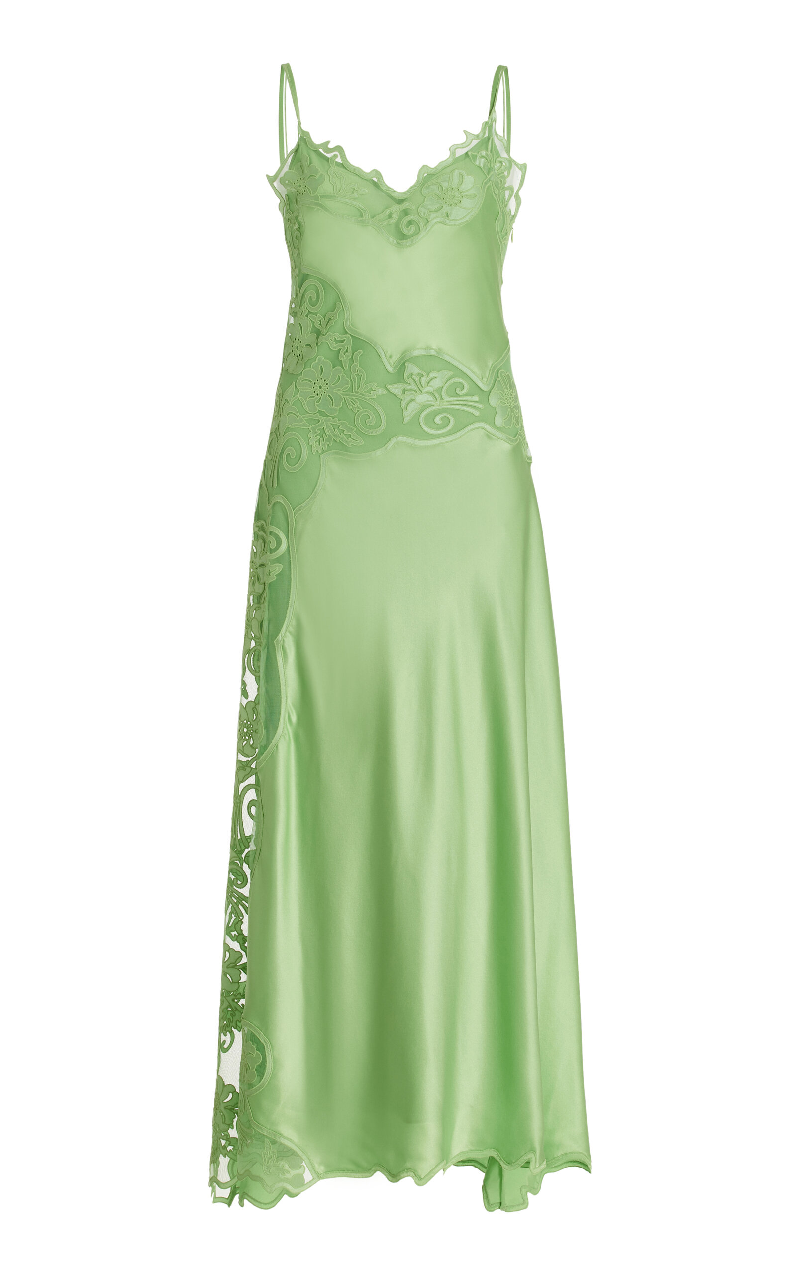 Ulla Johnson Lucienne Lace Silk Midi Dress In Green