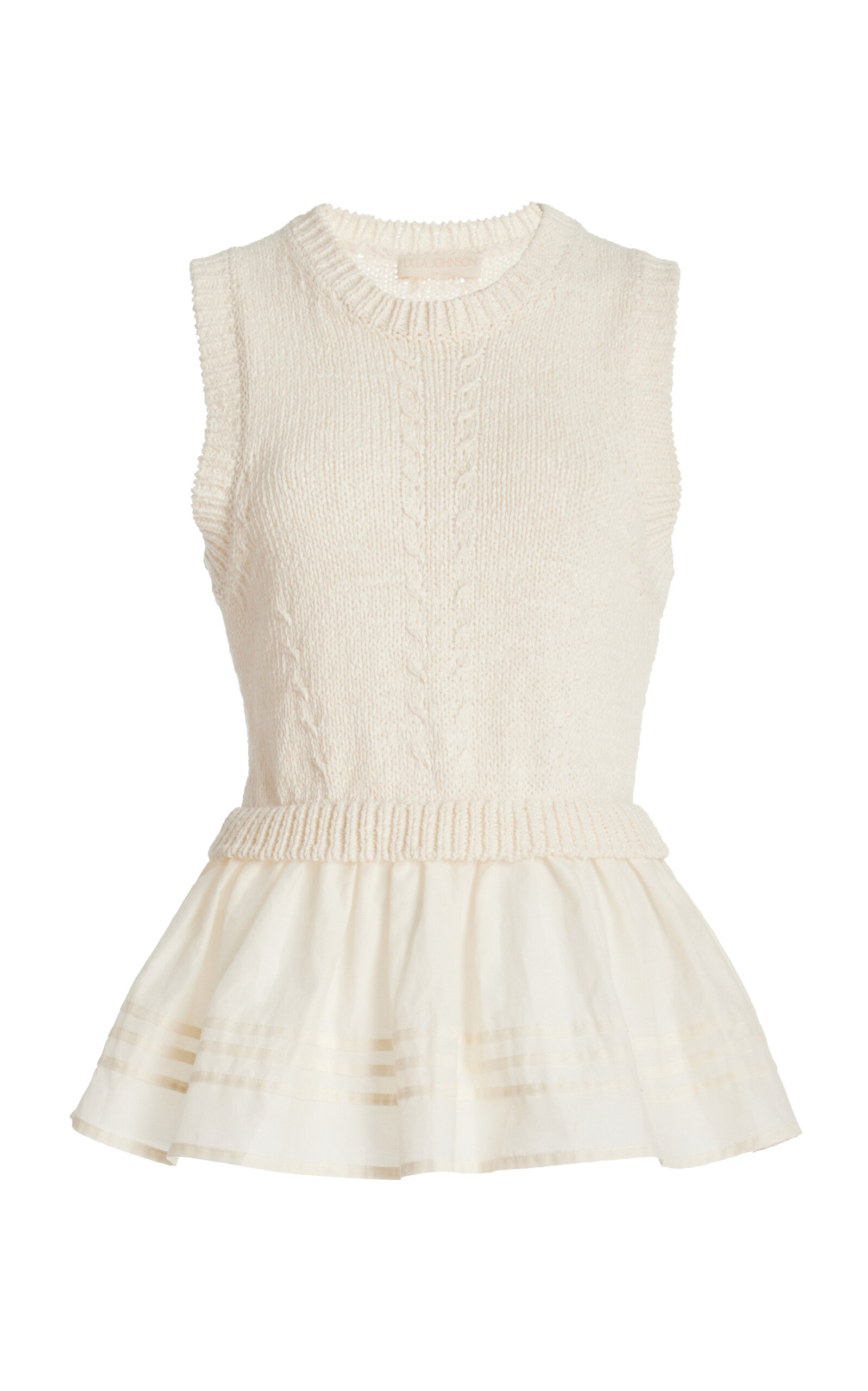 Shop Ulla Johnson Edda Knit Cotton-silk Peplum Top In White