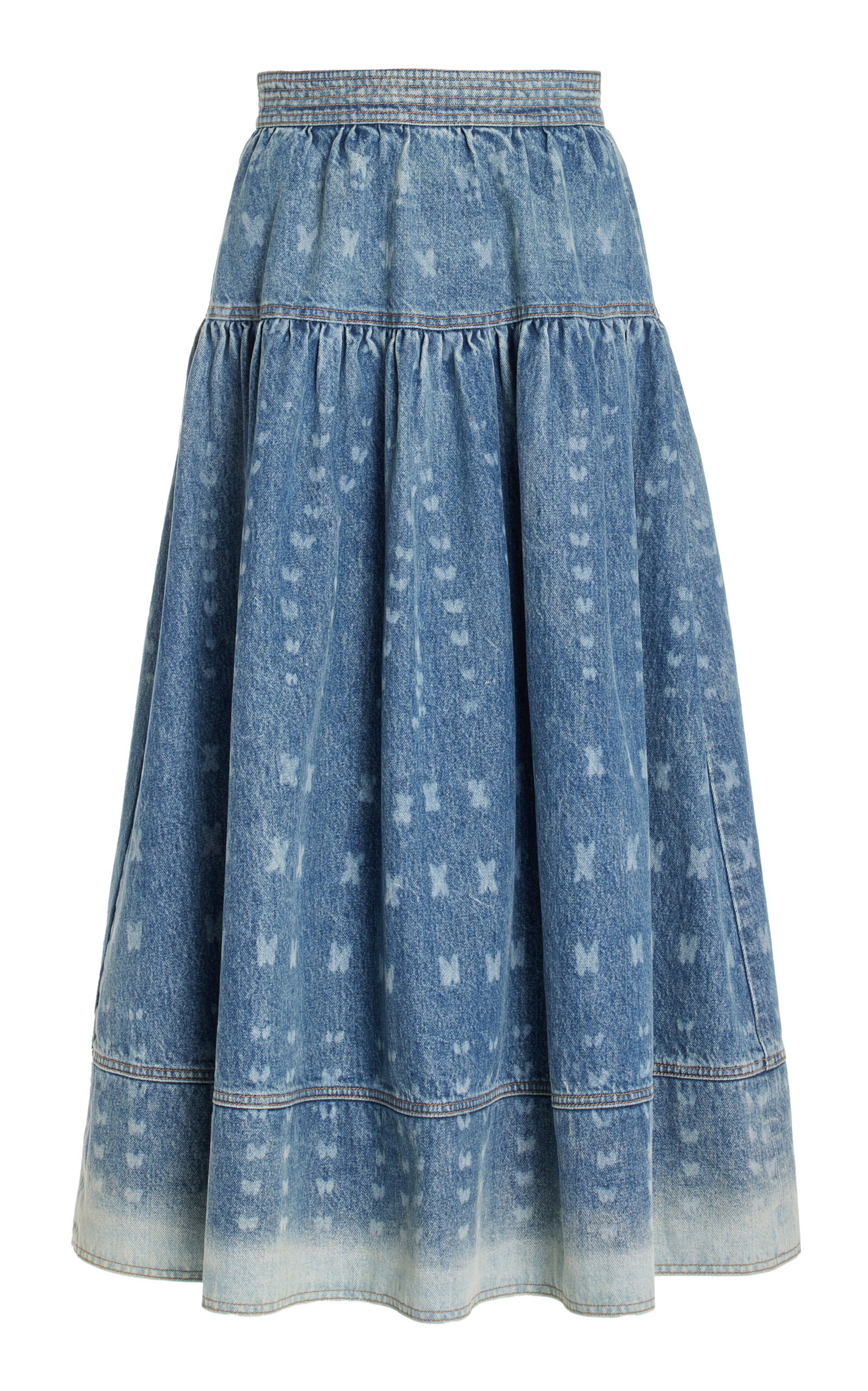 Shop Ulla Johnson The Astrid Denim Midi Skirt In Medium Wash