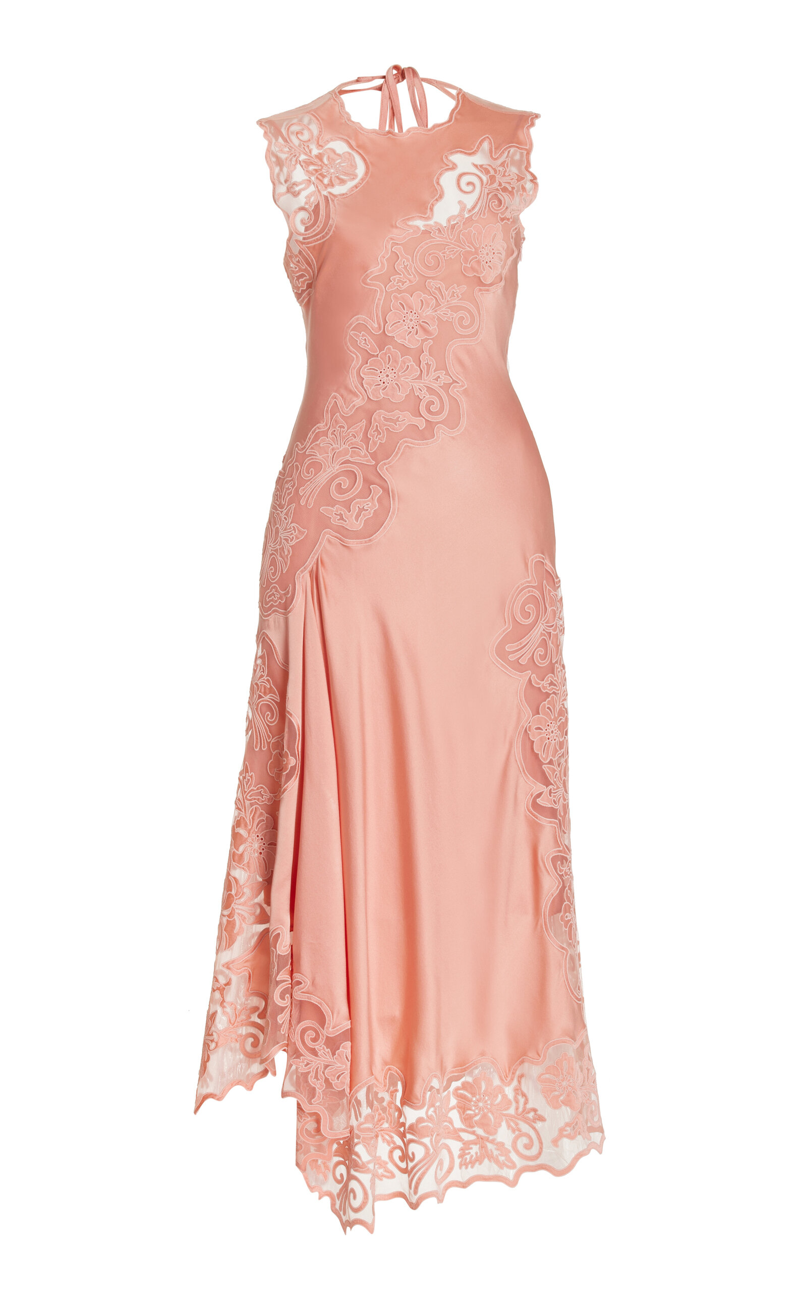 Shop Ulla Johnson Kaia Lace-trimmed Silk Midi Dress In Pink