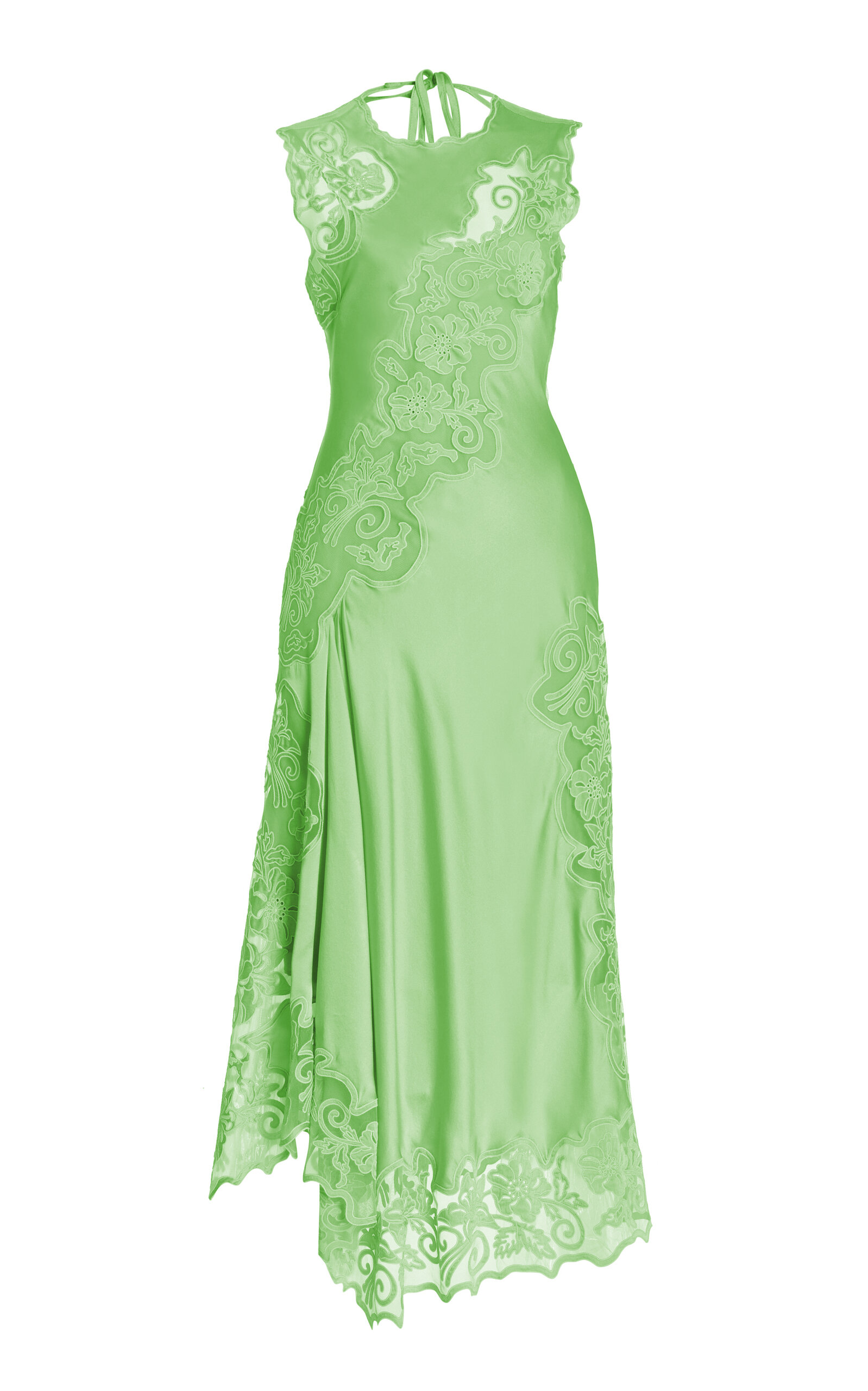Ulla Johnson Kaia Lace Silk Midi Dress In Green