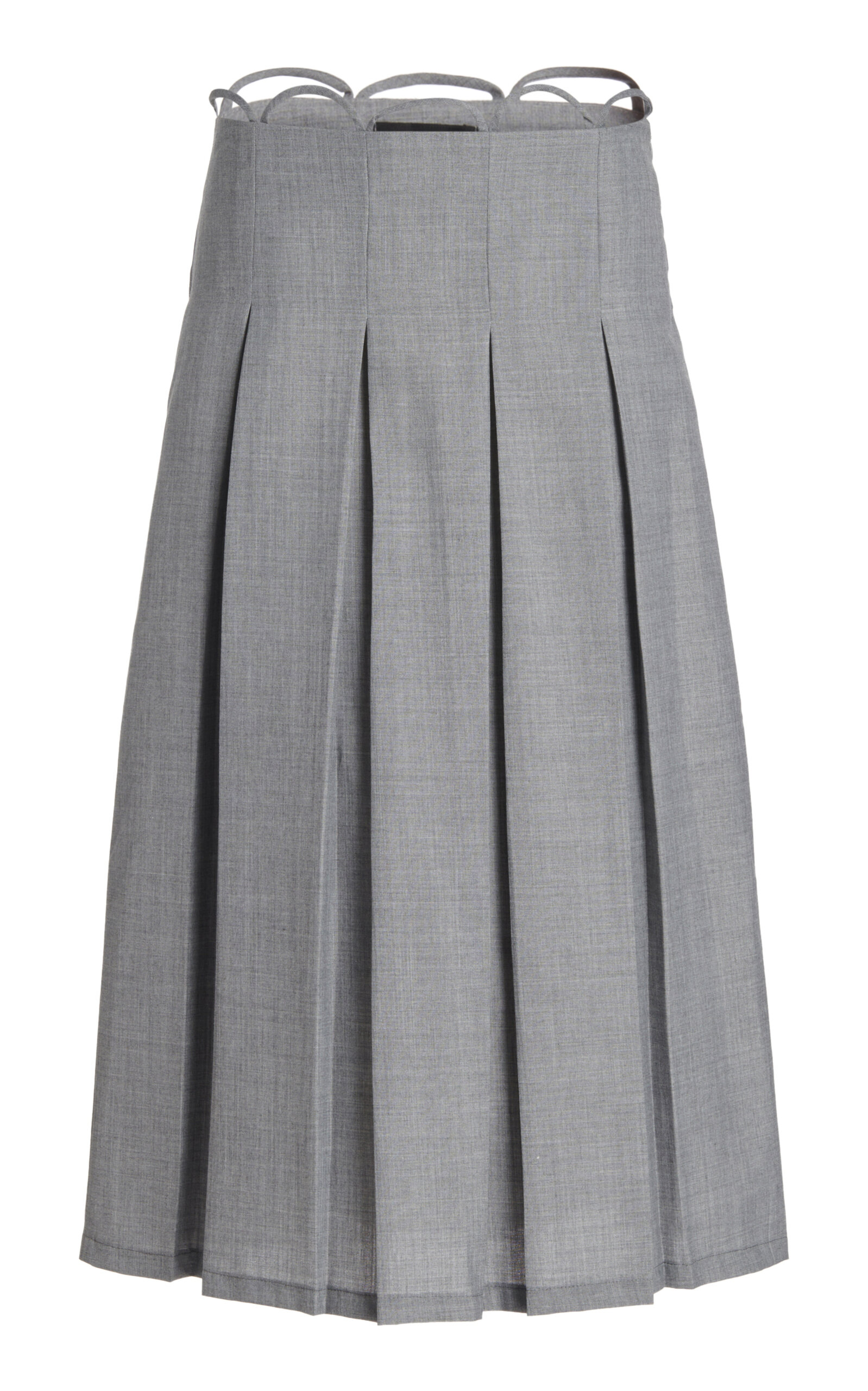 Esånt Cirro Pleated Wool Midi Skirt In Grey