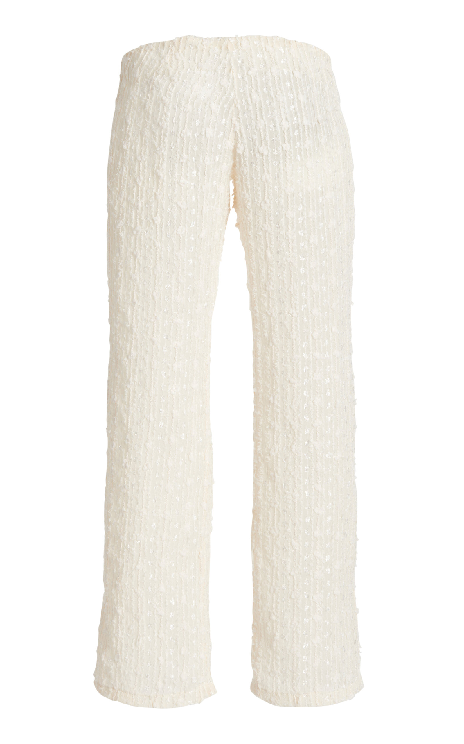 Esånt Textured Cotton Straight-leg Trousers In White
