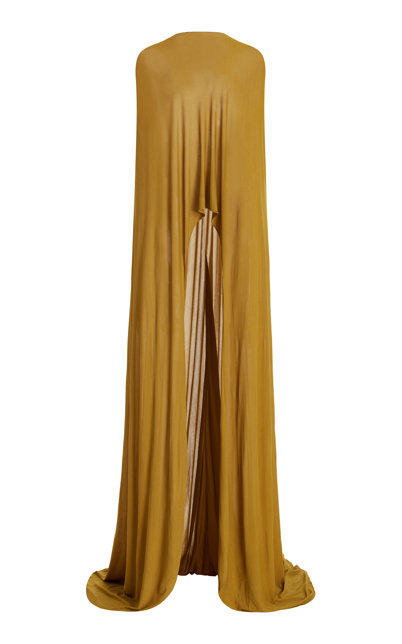 Brandon Maxwell The Mayowa Draped Sheer Crepe Top - Gold