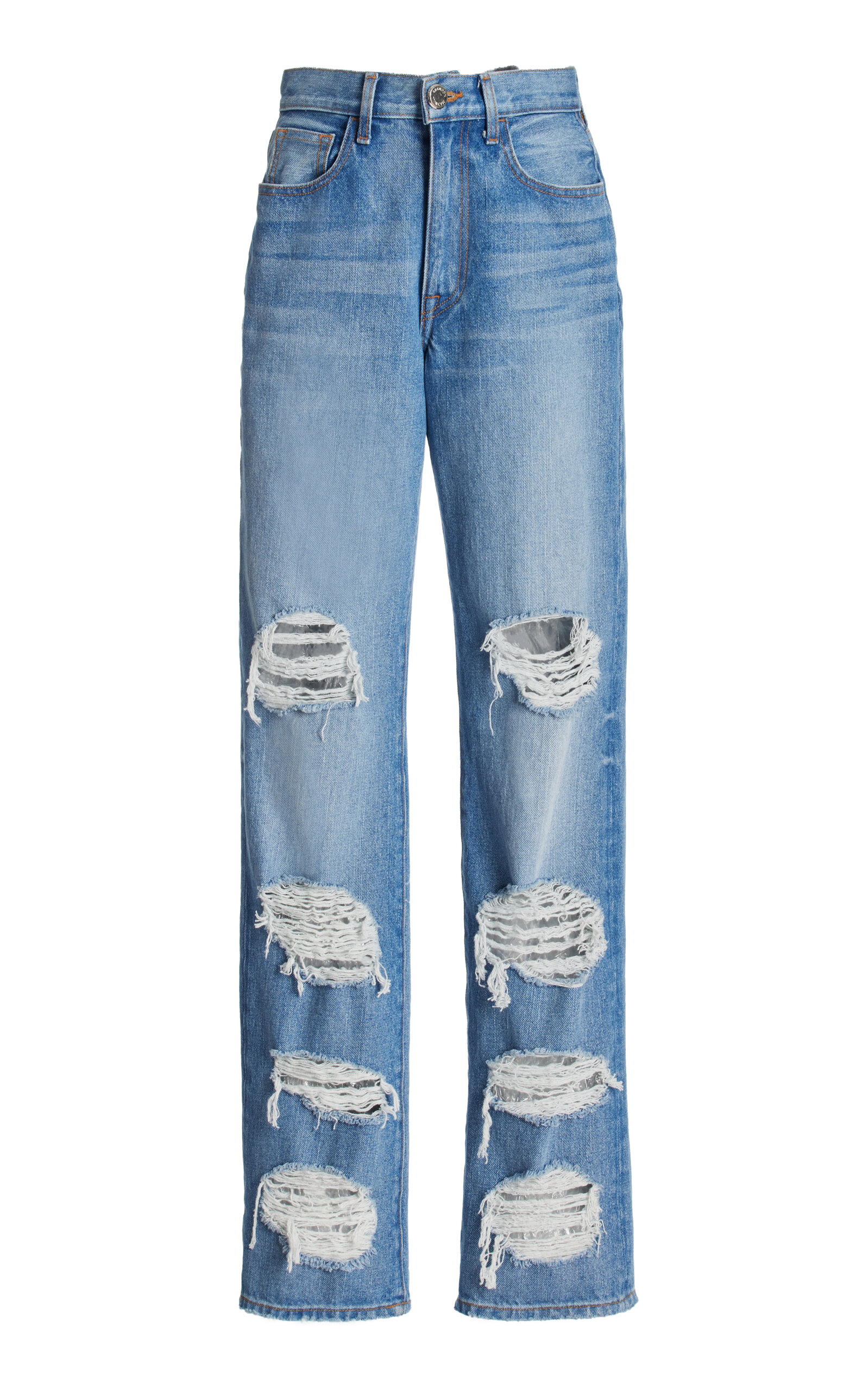 Brandon Maxwell The Rayssa Distressed Straight-Leg Jeans