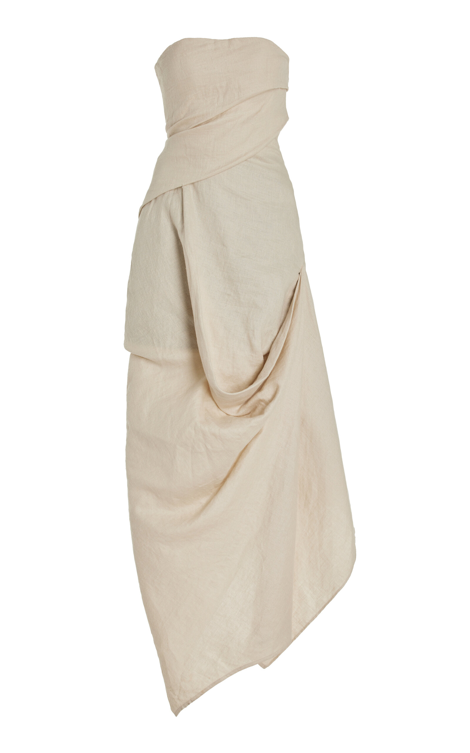 Shop Staud Caravaggio Draped Linen Maxi Dress In Neutral