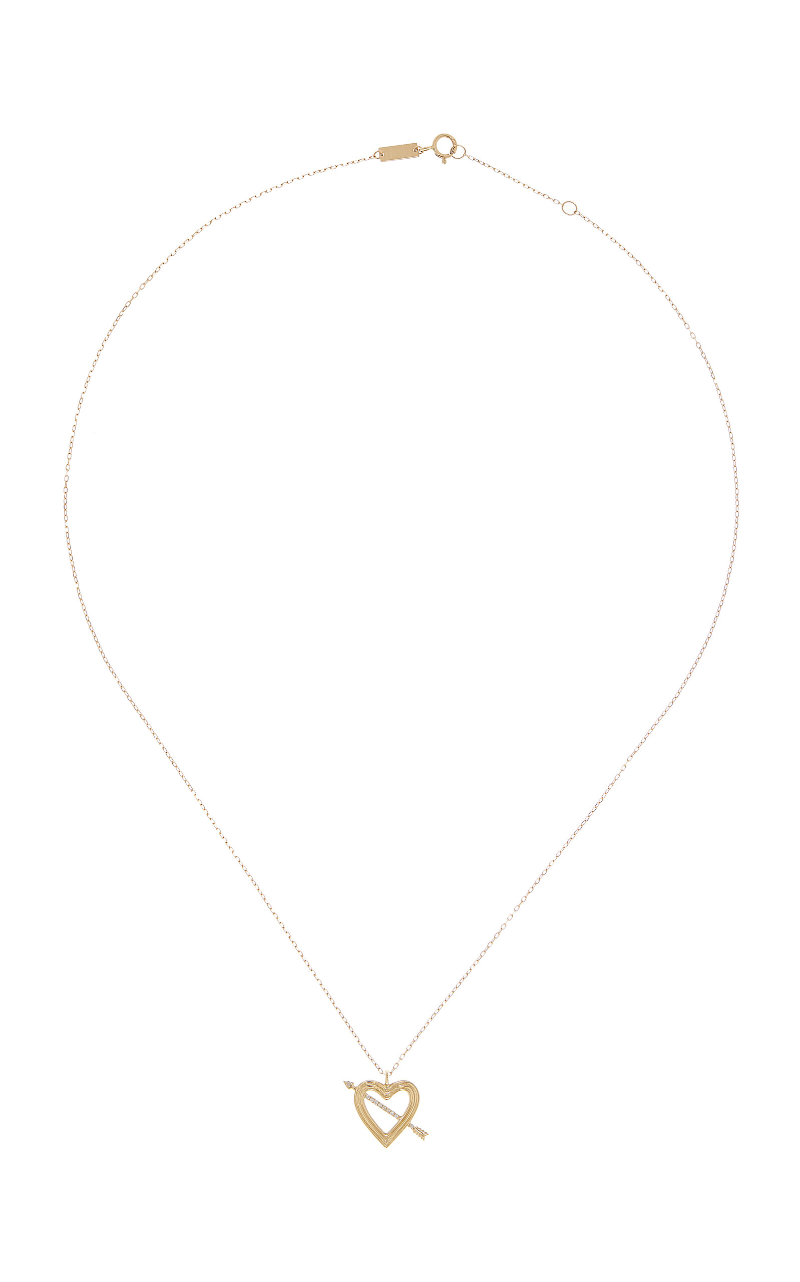 Adina Reyter Heart + Arrow Diamond Pendant Necklace In Gold