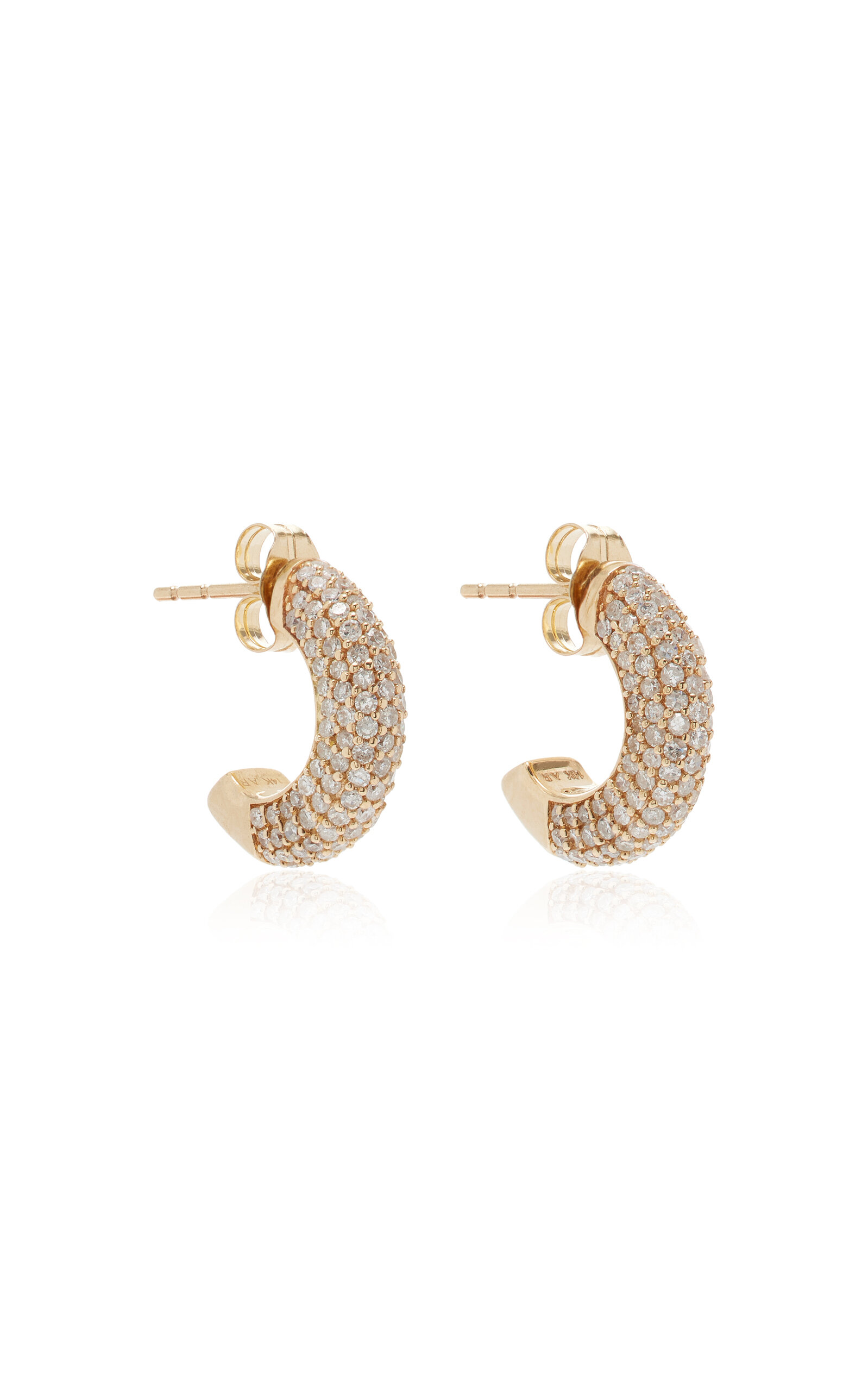 Adina Reyter Chunky Diamond Pavé Hoop Earrings In Gold