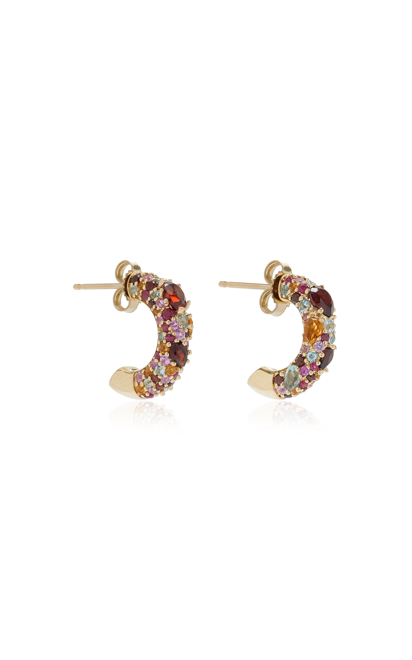 Adina Reyter Crown Jewels Gemstone Chunky Tube J Hoops In Gold