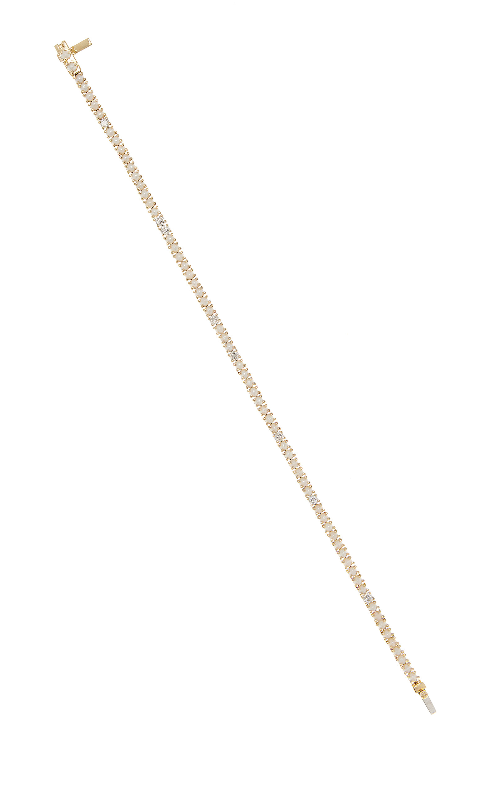 Adina Reyter Pearl + Diamond Tennis Bracelet In Gold