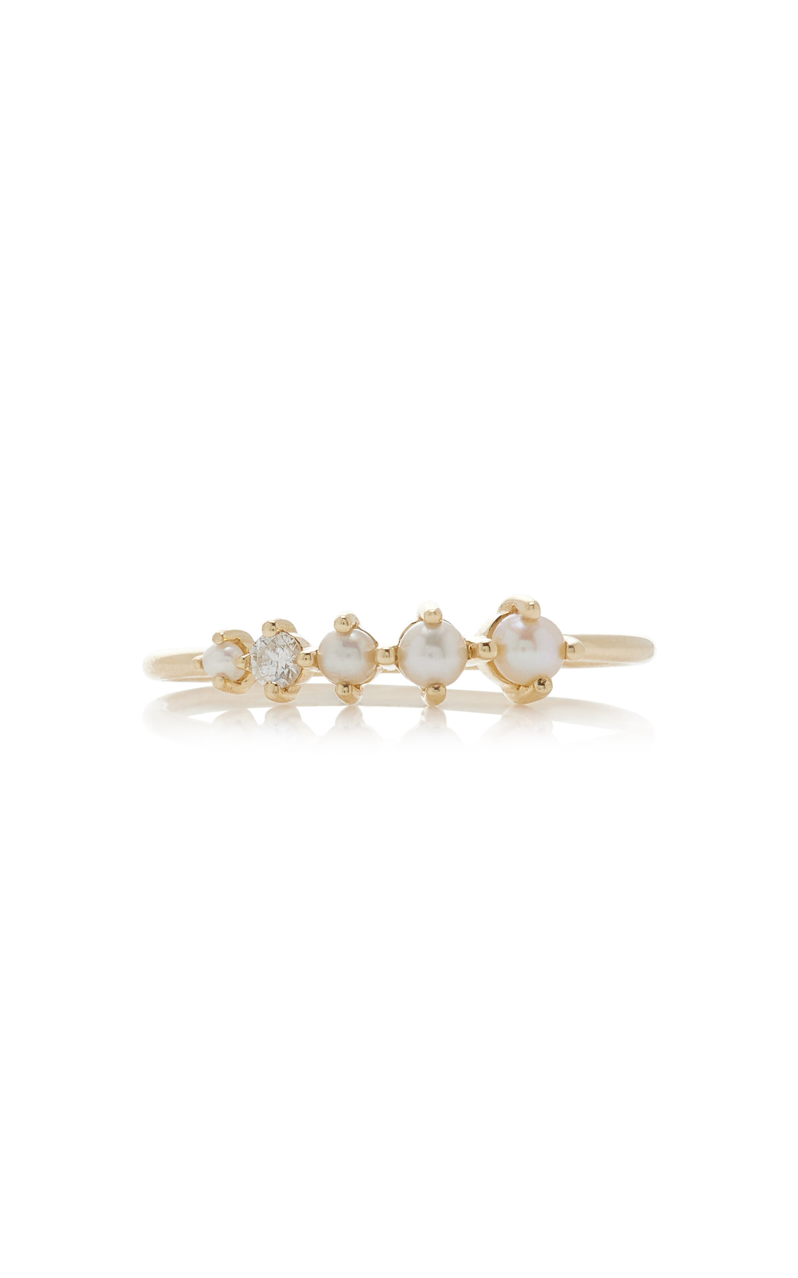 Adina Reyter 14k Yellow Gold Diamond; Pearl Ring
