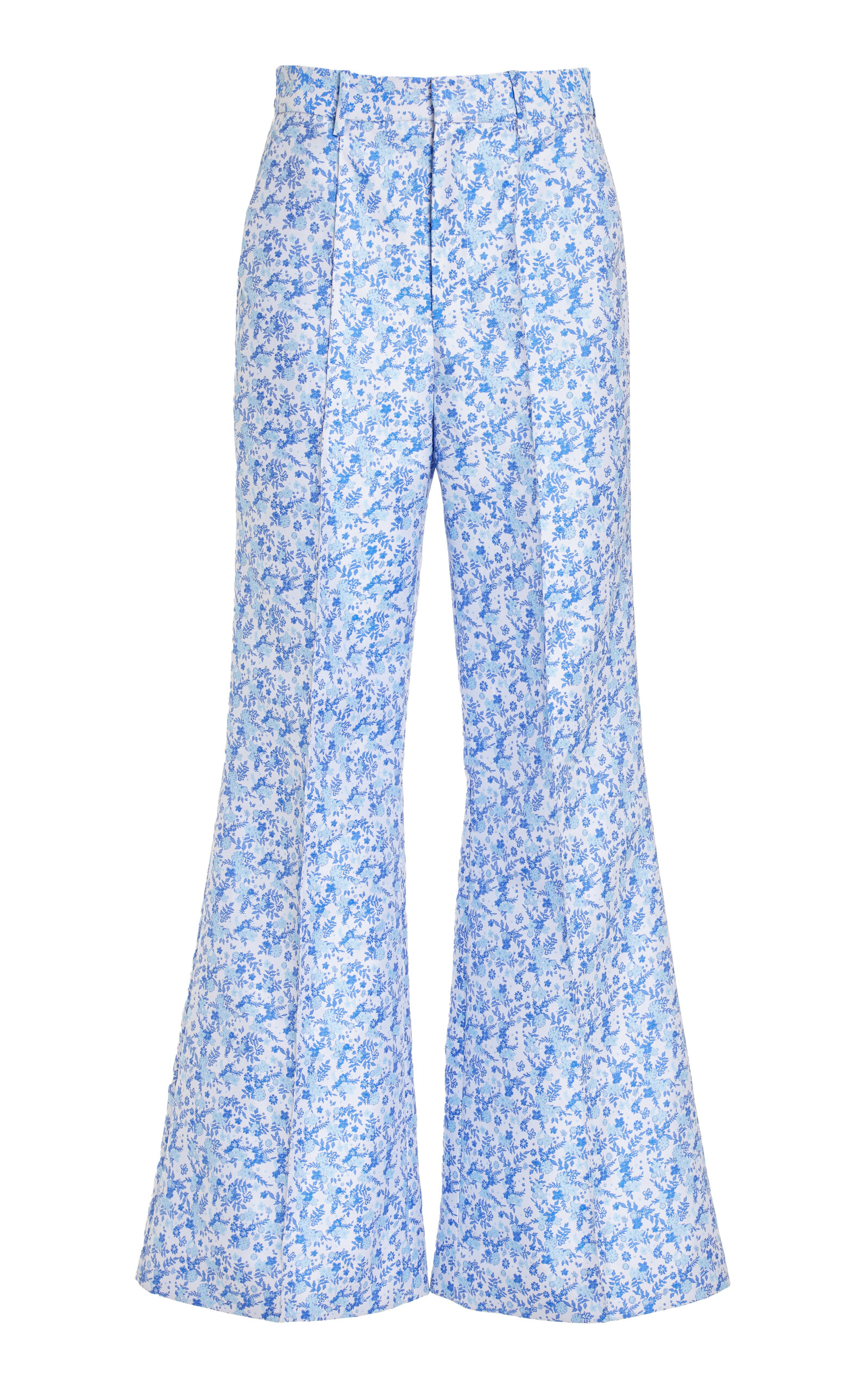 Paneled and Piped Floral Flare Pants