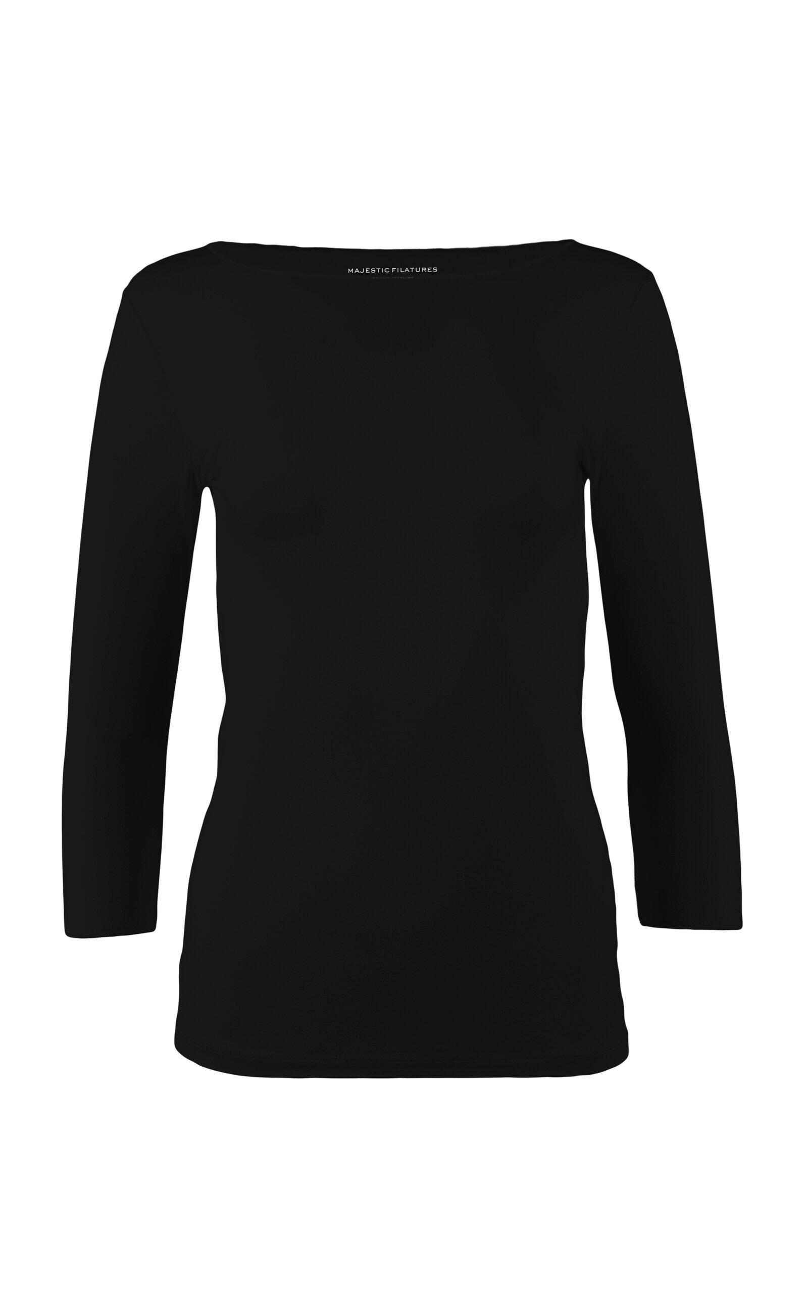 Majestic Soft Touch Boatneck Top In Black