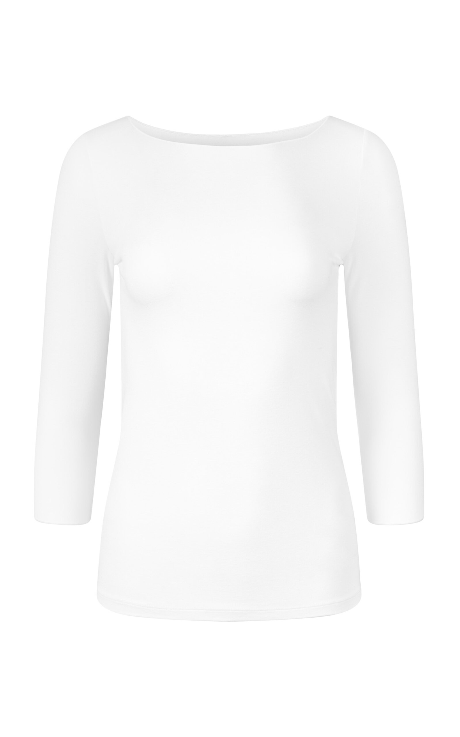 Majestic Soft Touch Half-sleeve Scoop-neck Top In White