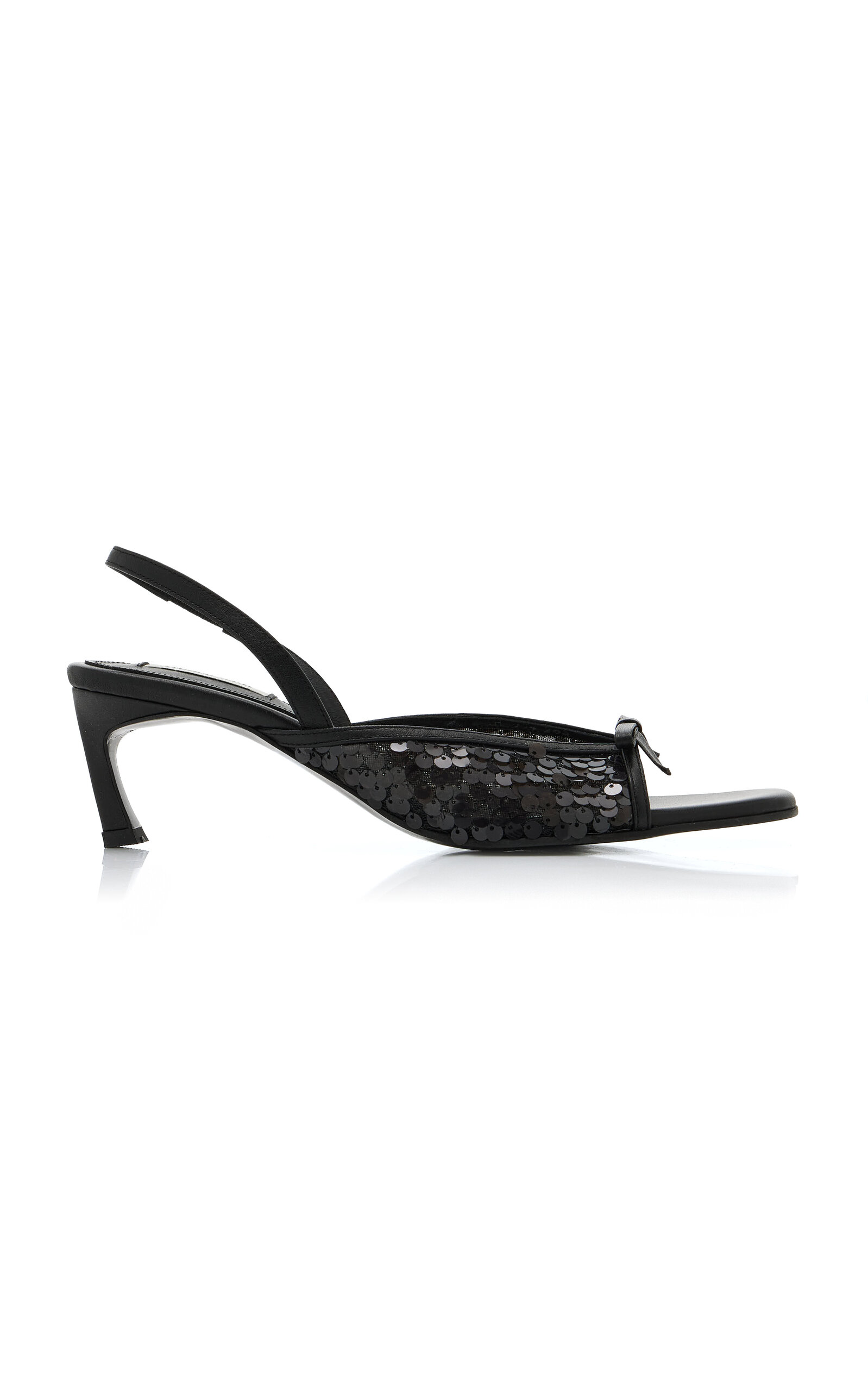 Reike Nen Nabi Bow-Detailed Sequined-Mesh Slingback Sandals