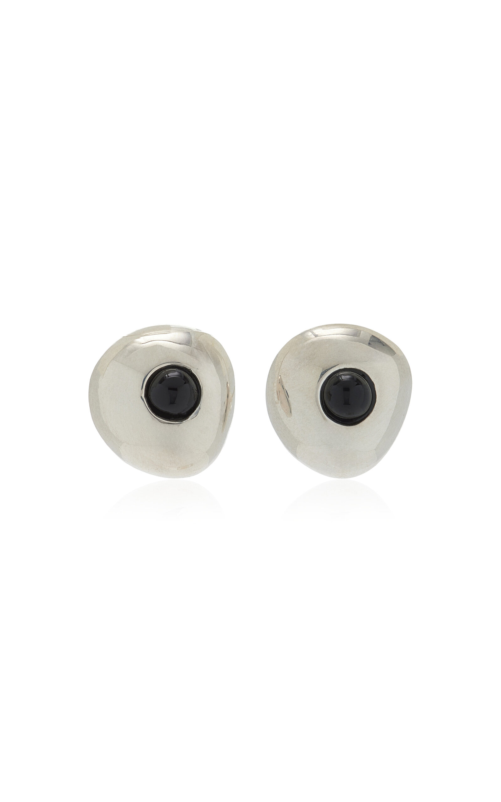 Shop Agmes Large Donut Sterling Silver Onyx Earrings