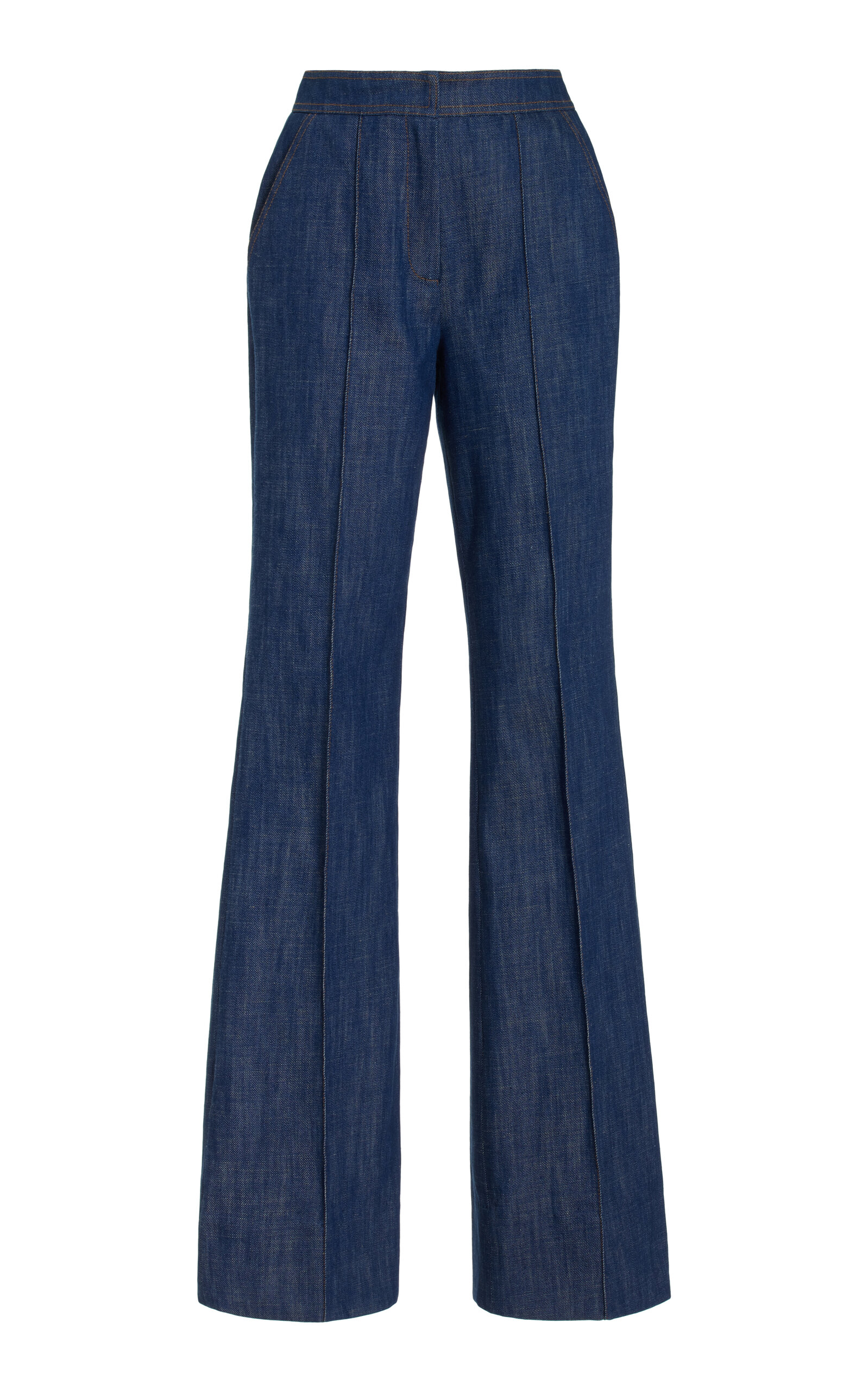 Laquan Smith High-waisted Bell Bottom Jeans In Blue