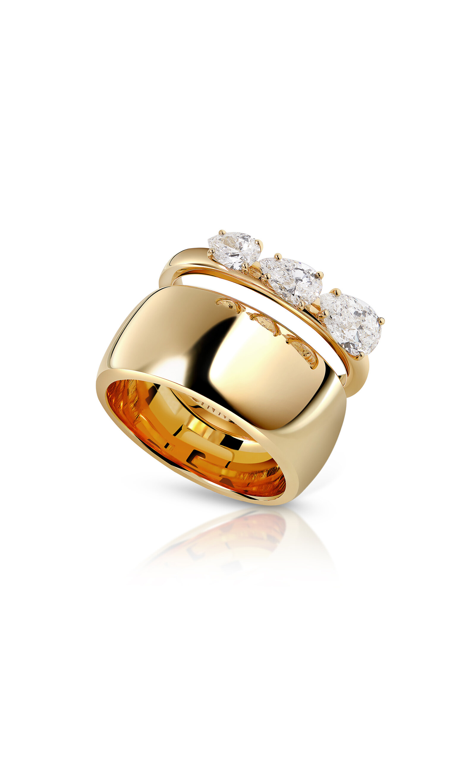 Savolinna 18k Yellow Gold Lemonade Cigar Band Ring With Floating Diamonds