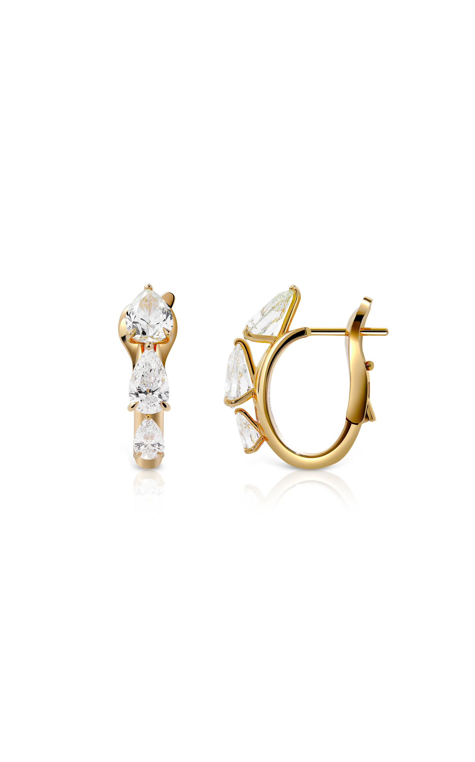 Savolinna 18k Yellow Gold Lemonade Huggies Trio Floating Diamonds In Gold