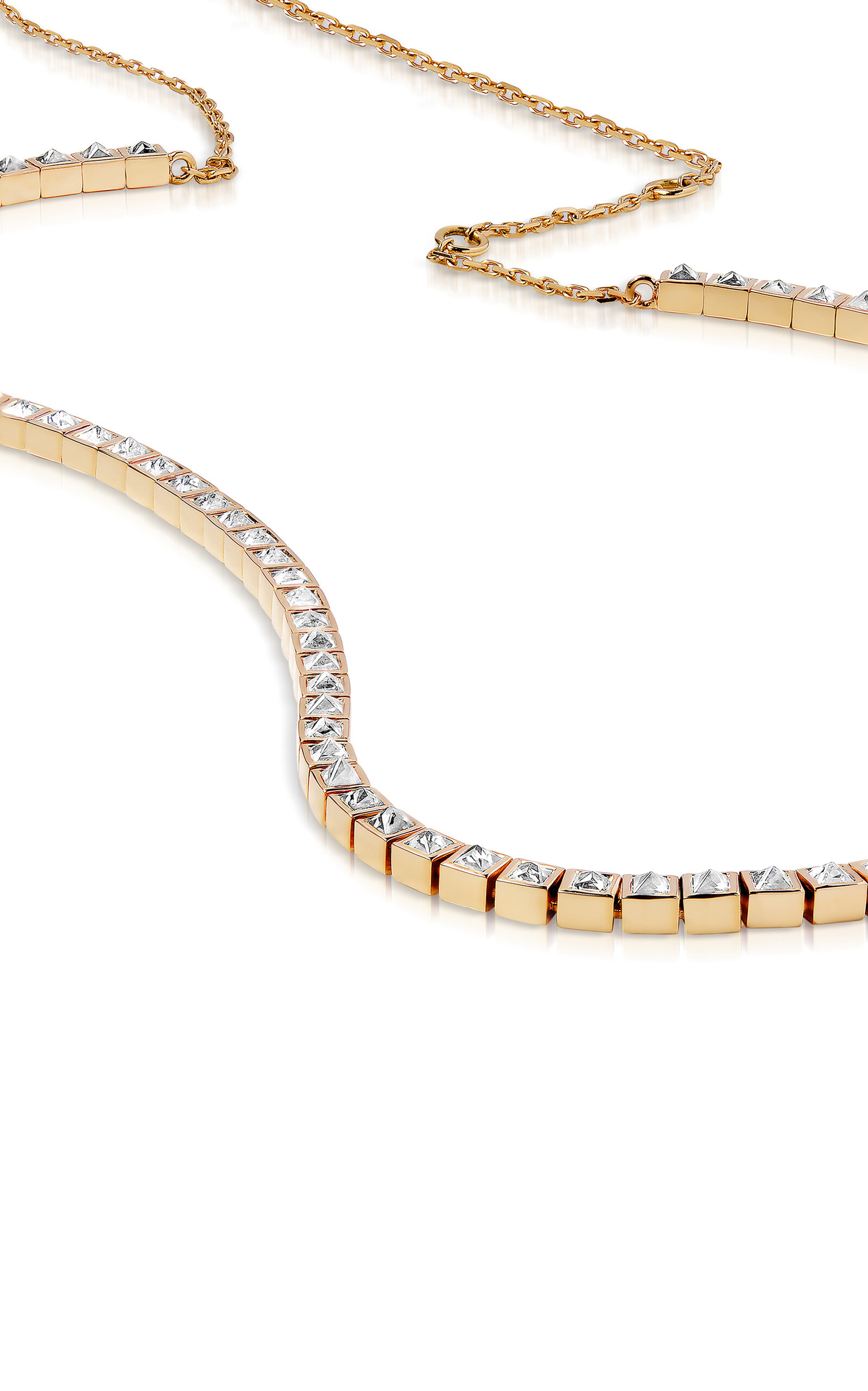 Savolinna 18k Yellow Gold Be Spiked Tennis Necklace In Diamonds