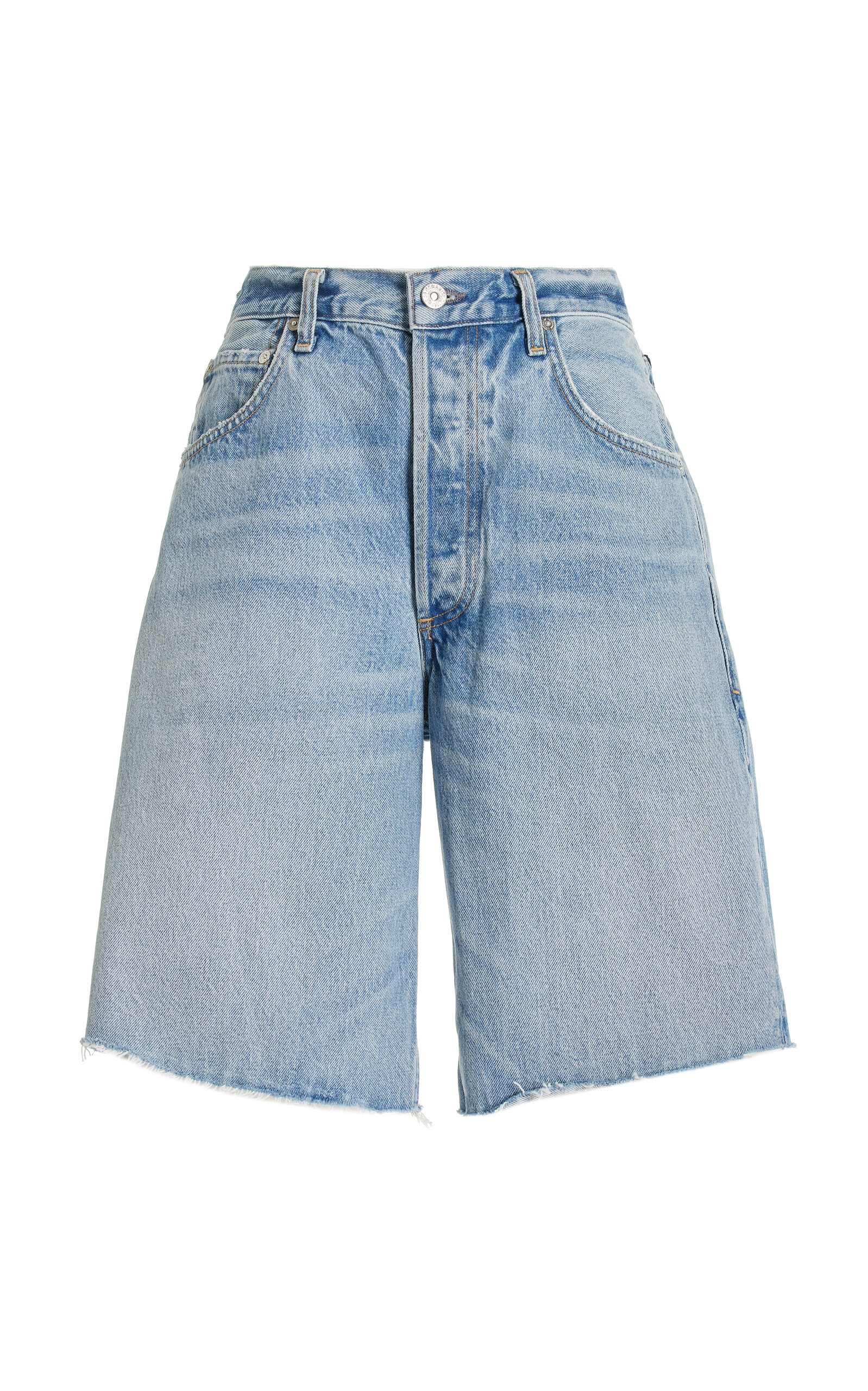 Citizen Of Humanity Citizens Of Humanity Ayla High Waist Raw Hem Cutoff Denim Bermuda Shorts In Light Wash