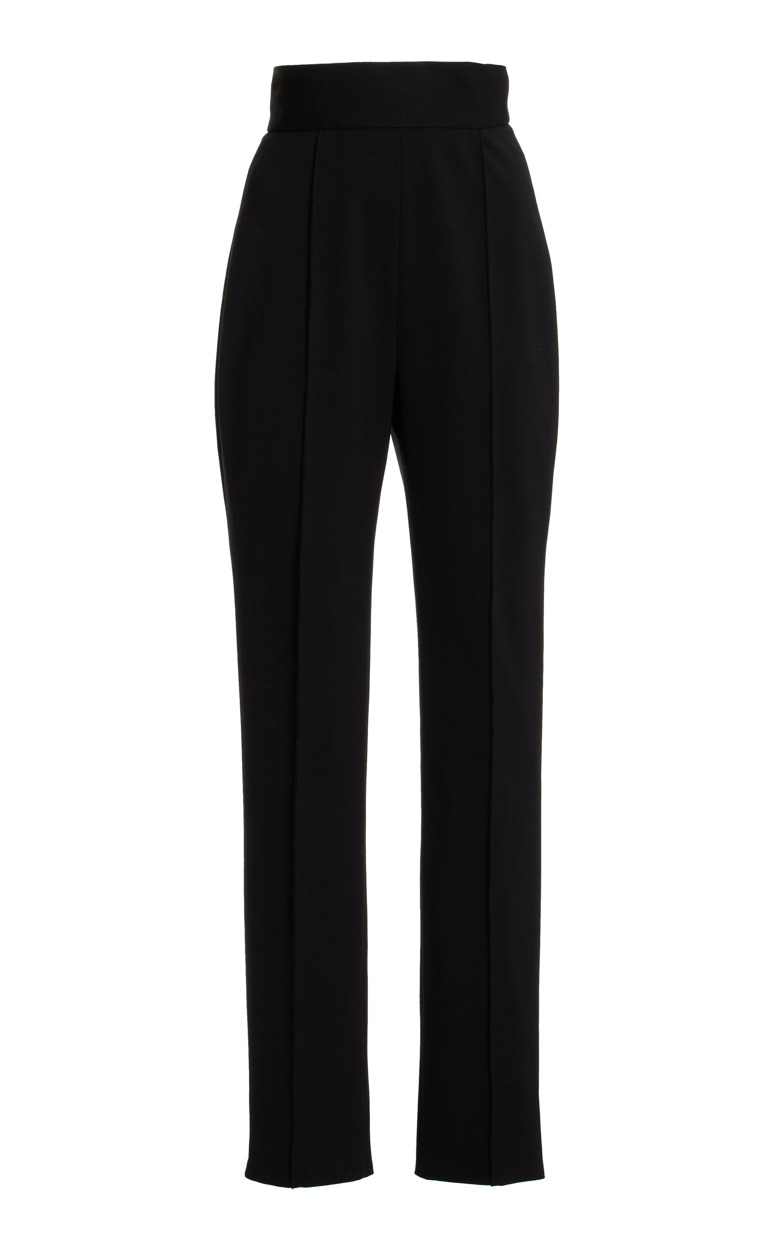 Shop Carolina Herrera High-waisted Stretch Wool Skinny Pants In Black