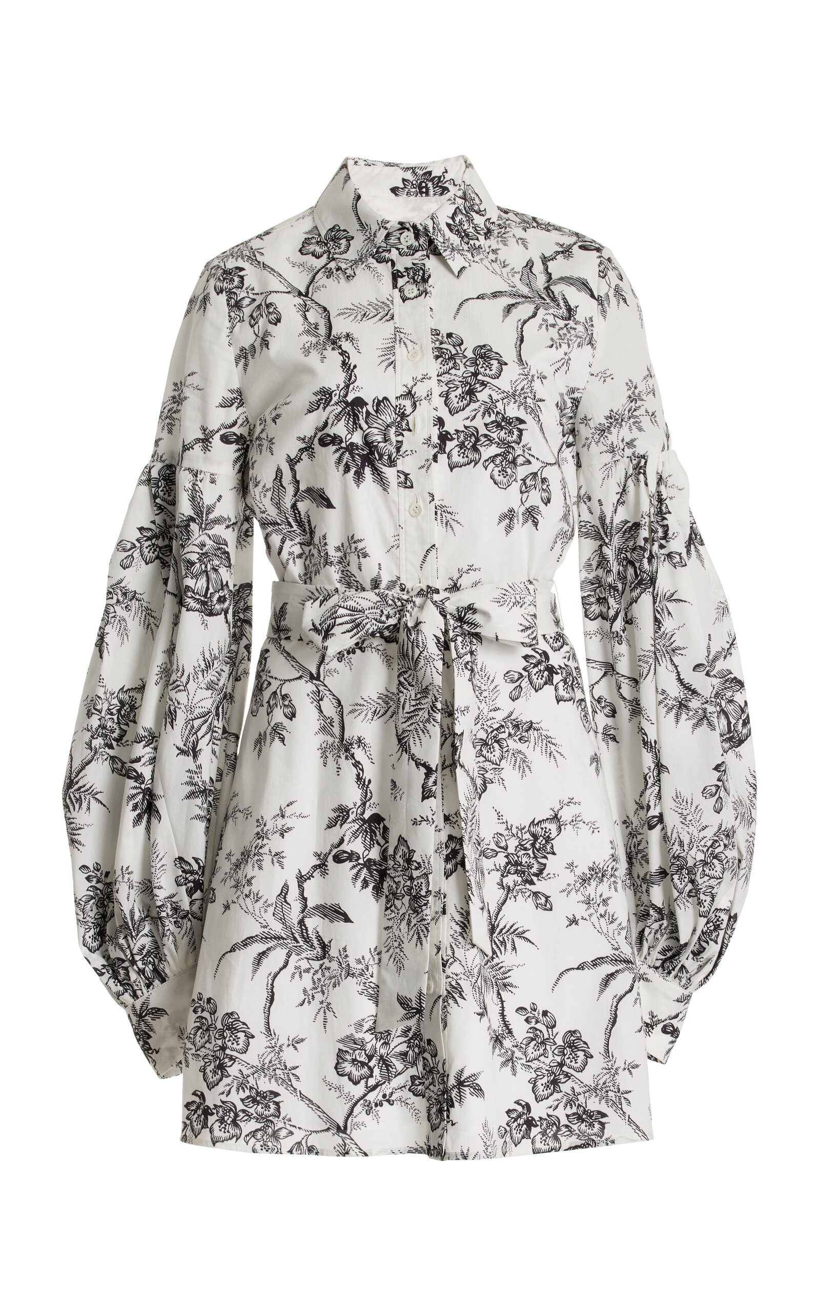 Carolina Herrera Puff-Sleeve Cotton Mini Shirt Dress