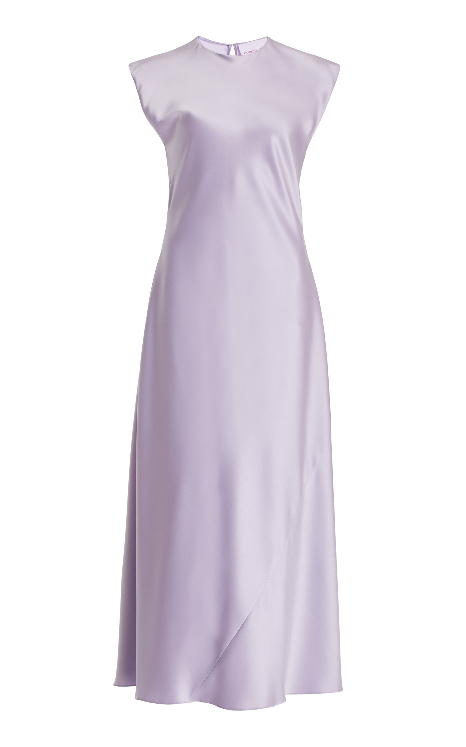 Shop Carolina Herrera Satin Midi Dress In Purple