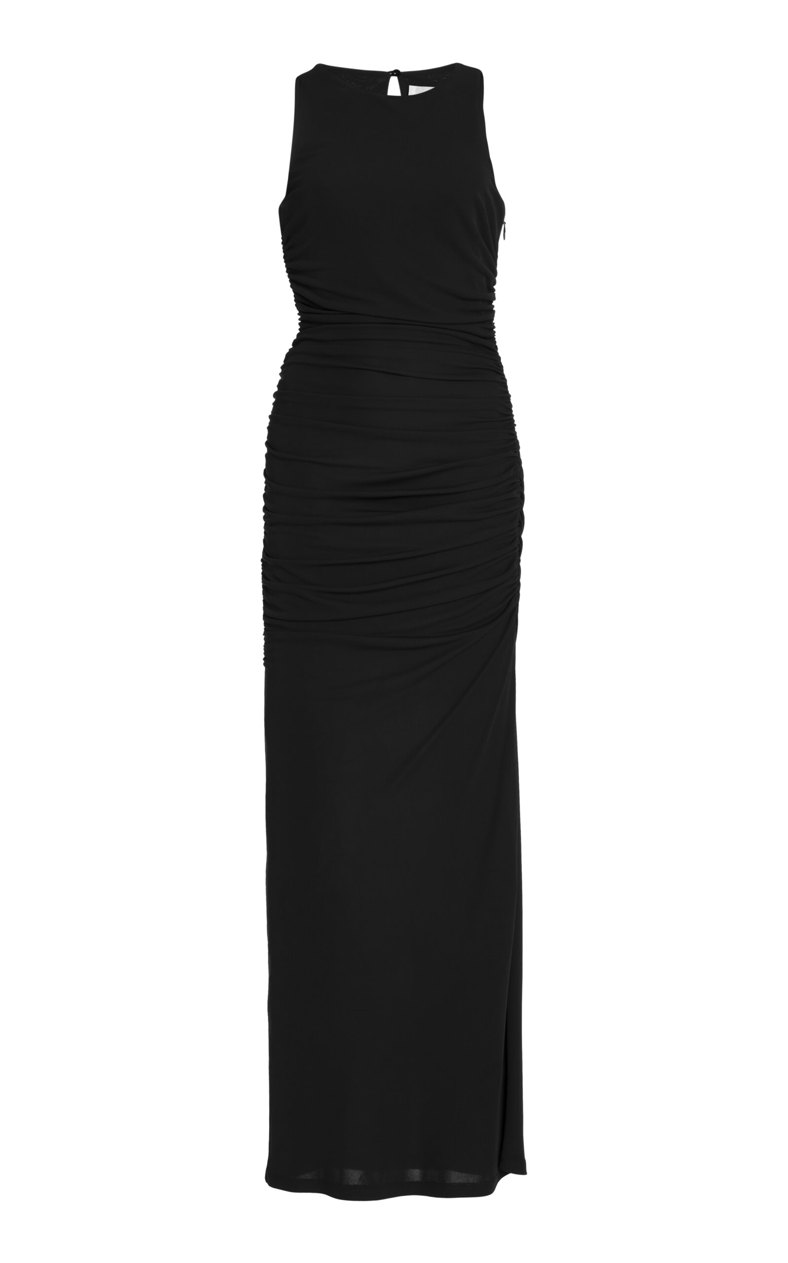 Carolina Herrera Sleeveless Ruched Midi Dress In Black