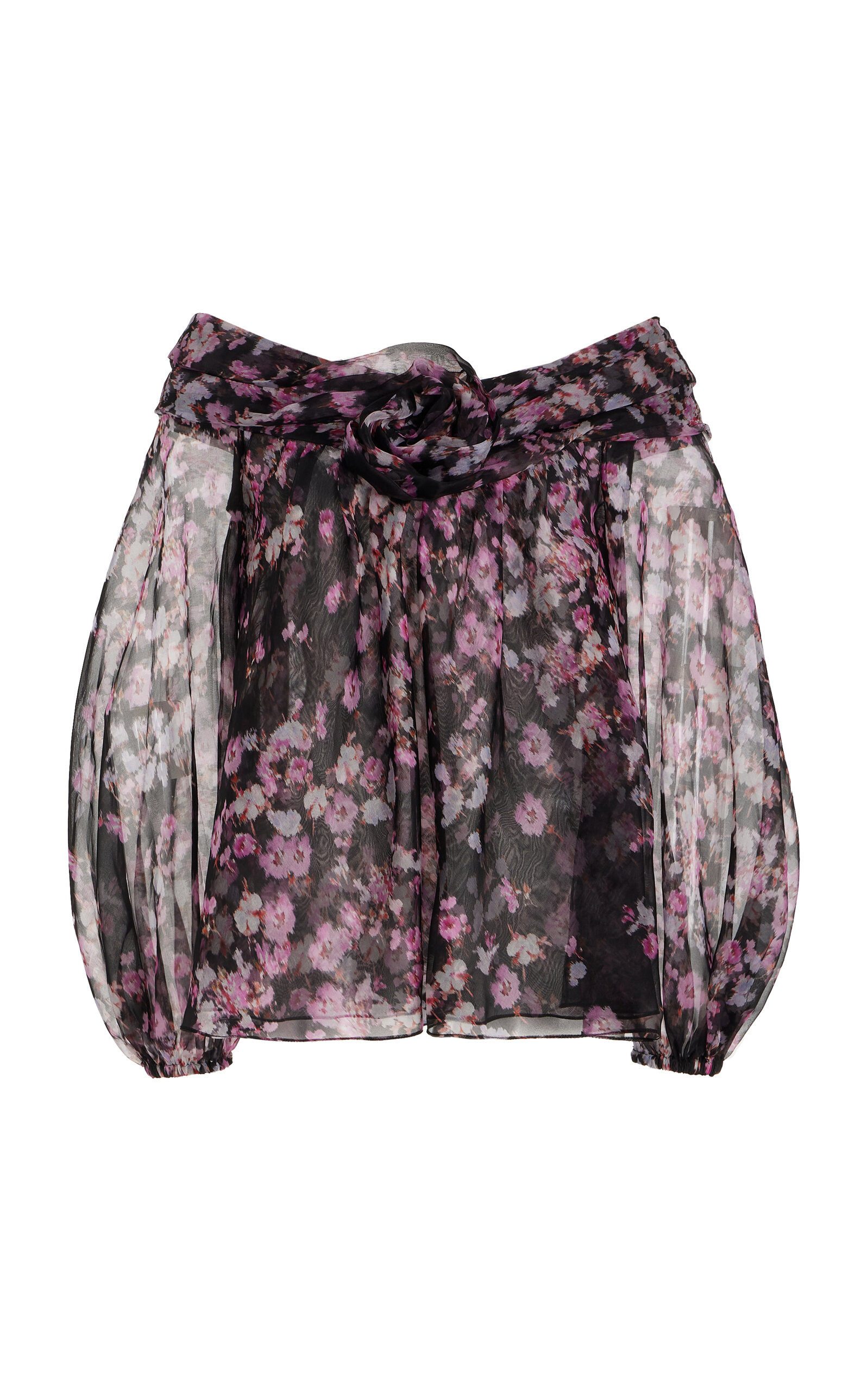 Shop Carolina Herrera Twisted Flower Off-the-shoulder Silk Top In Multi
