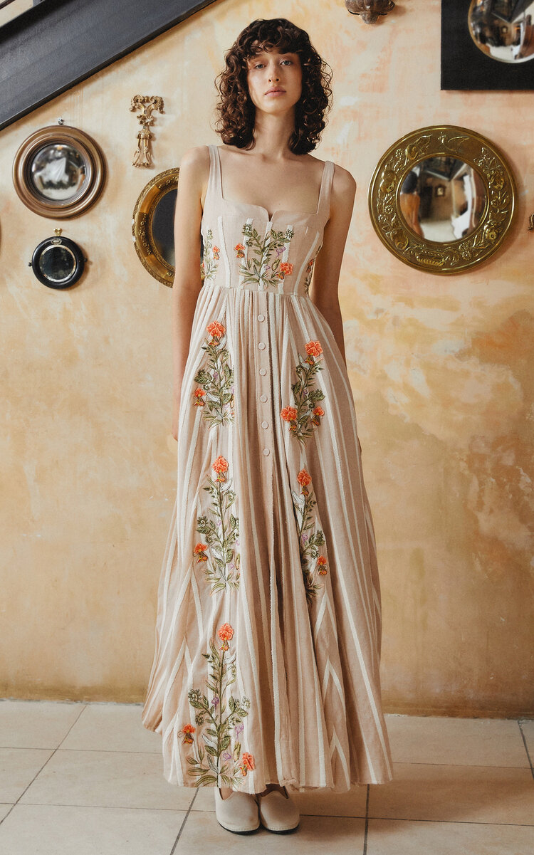 Agua By Agua Bendita Jaspe Cultivo Embroidered Linen Maxi Dress In Neutral | ModeSens Agua By Agua Bendita Jaspe Cultivo Embroidered Linen Maxi Dress In Neutral | ModeSens