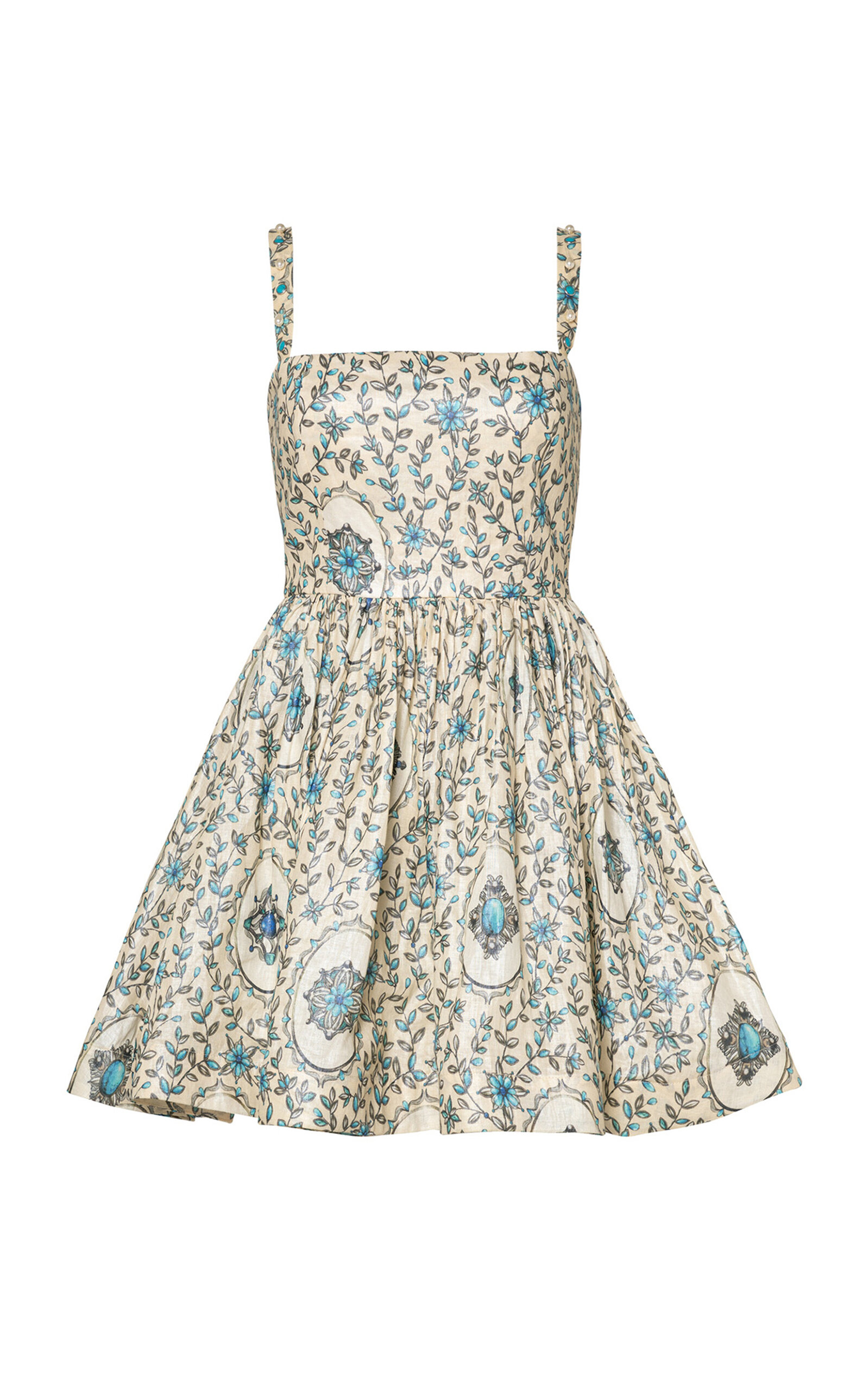 Agua by Agua Bendita Sapucai Relicario Embroidered Linen Mini Dress